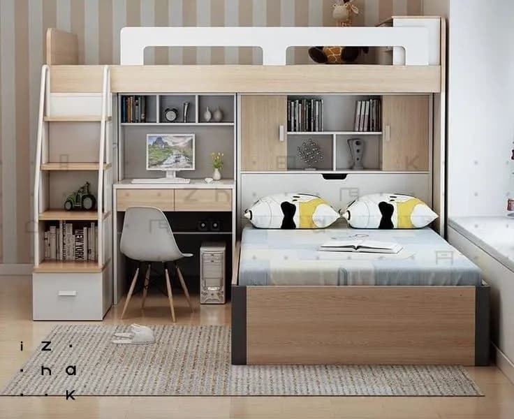 تخت دو طبقه میز تحریر دار مدل میران