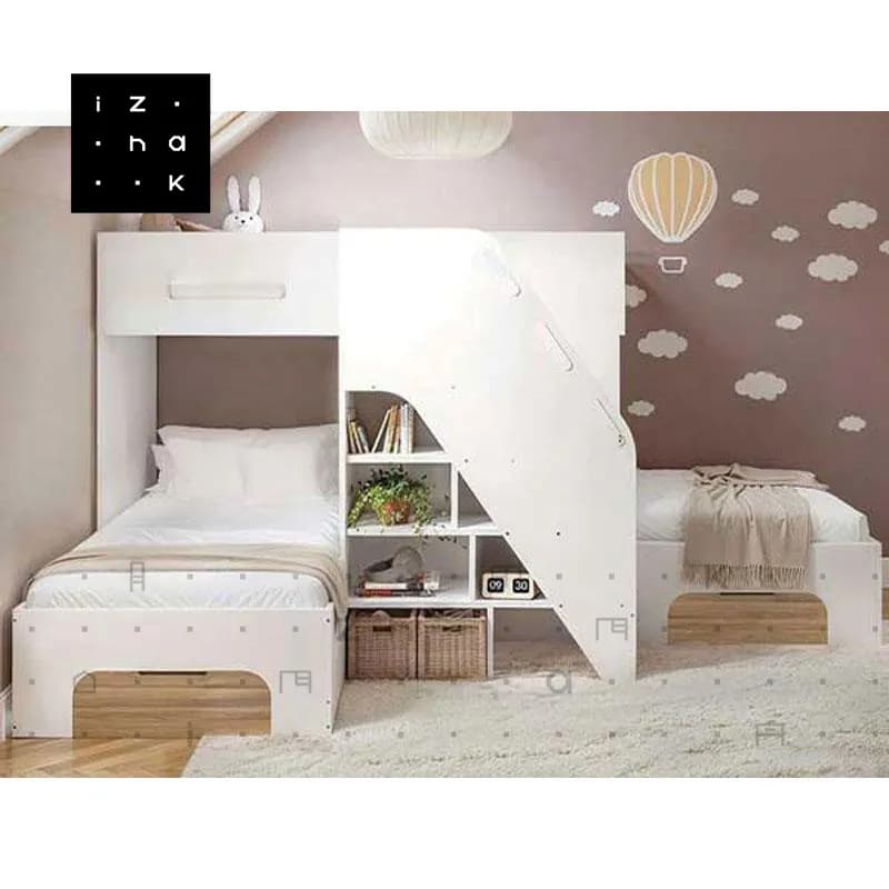 تخت خواب دو طبقه سه نفره کمجا ام دی اف مدل دریا