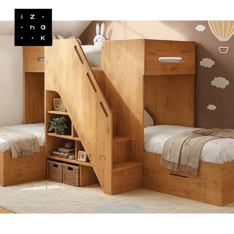 تخت خواب دو طبقه سه نفره کمجا ام دی اف مدل دریا