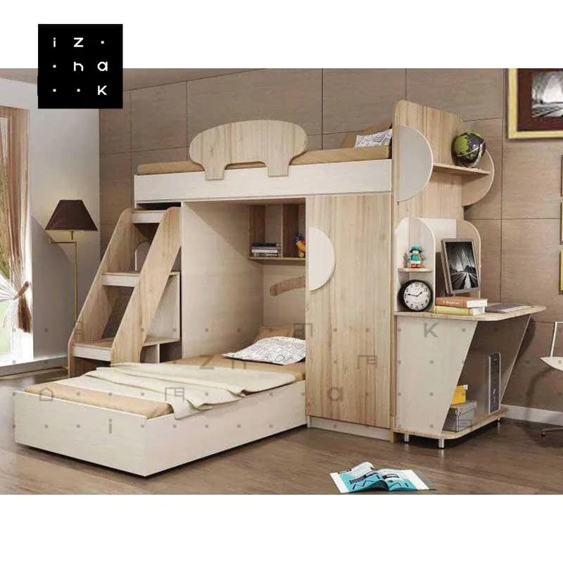 تخت خواب دو طبقه میز تحریر دار مدل نینا
