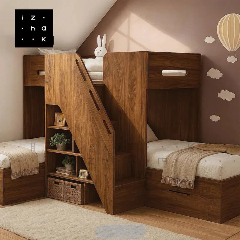 تخت خواب دو طبقه سه نفره کمجا ام دی اف مدل دریا