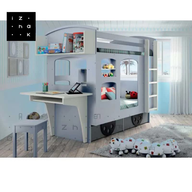 تخت خواب دو طبقه پسرانه فانتزی طرح قطار مدل پائولا