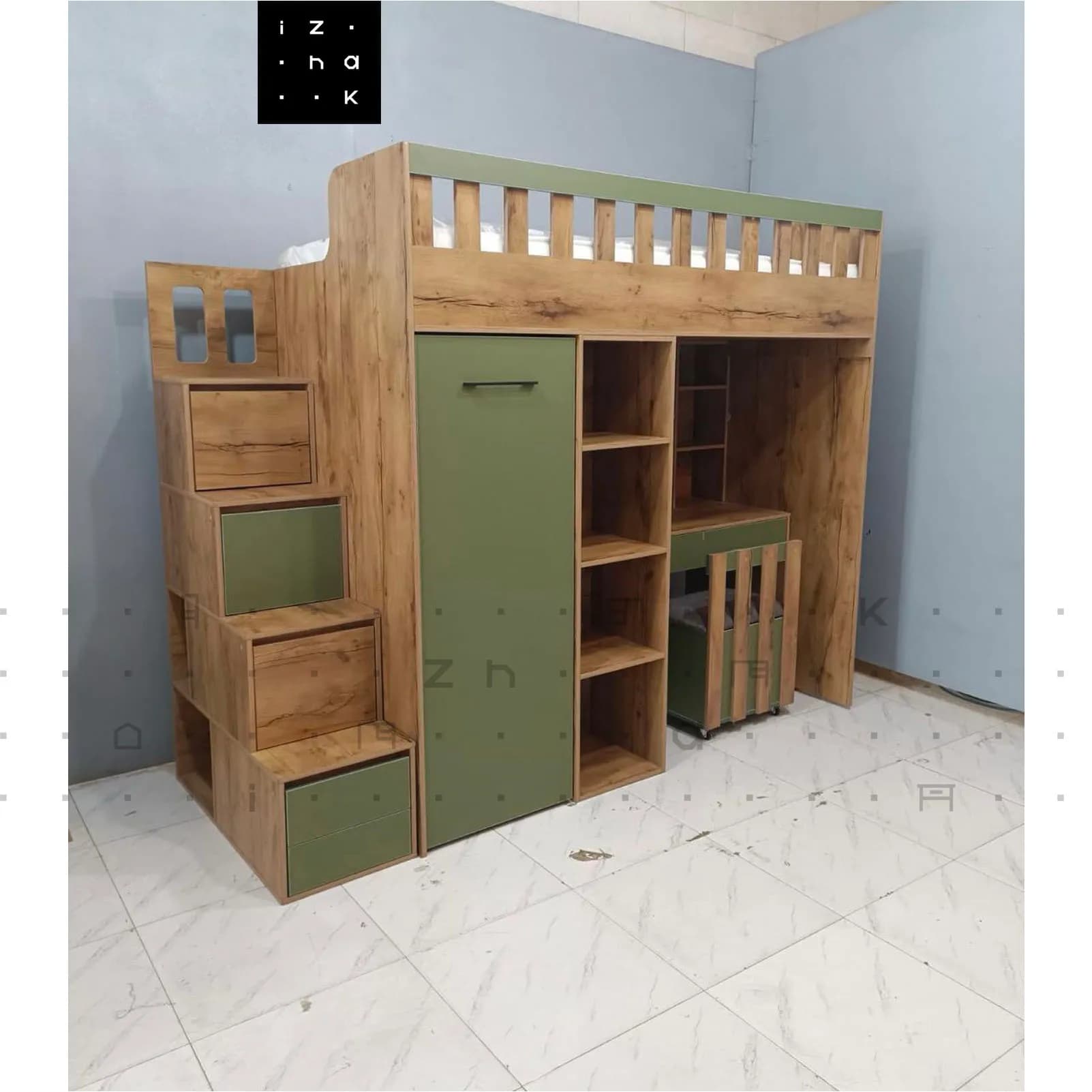 خرید تخت خواب دو طبقه All in ONE ام دی اف مدل اویک