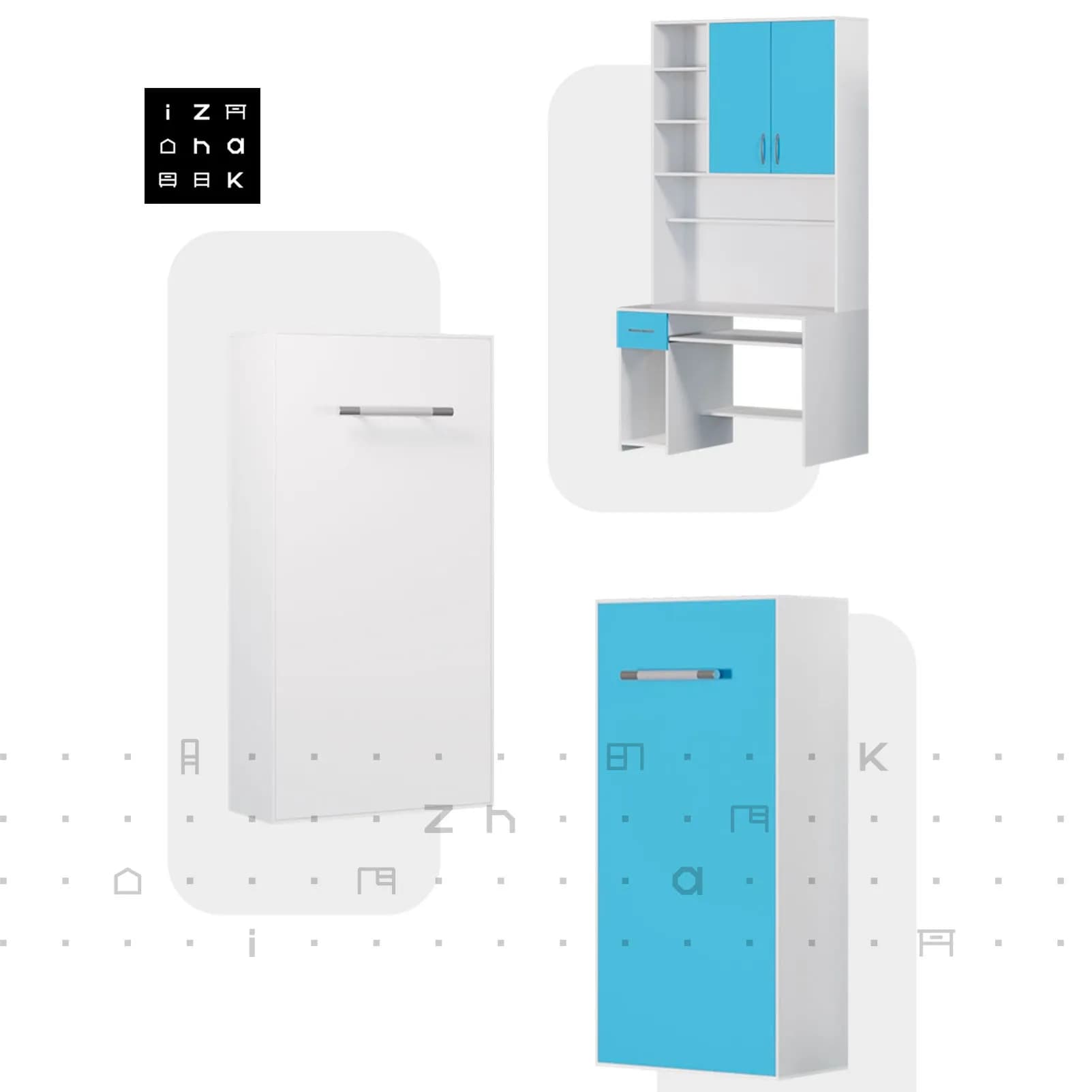 سرویس خواب دو تخت خوابه کمجا تاشو کمدی ام دی اف میز تحریر دار مدل پروین