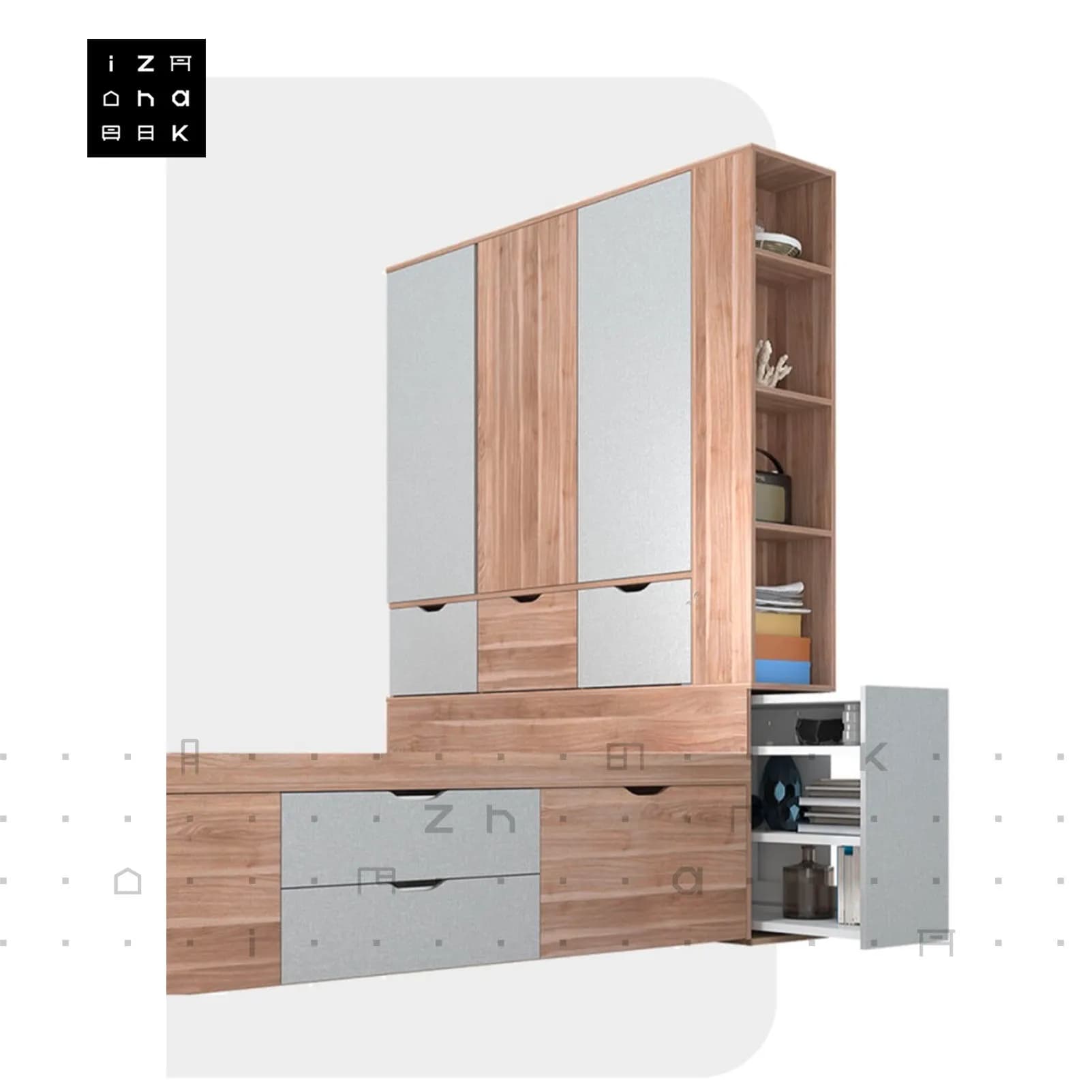 تخت خواب دو نفره کمد دار ام دی اف مدل پارسا