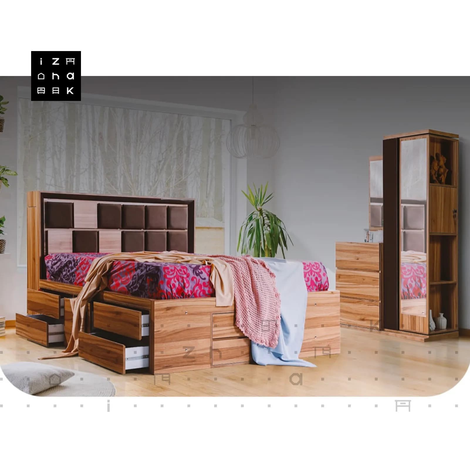 سرویس خواب دو نفره با فضای مخفی ام دی اف مدل اروس