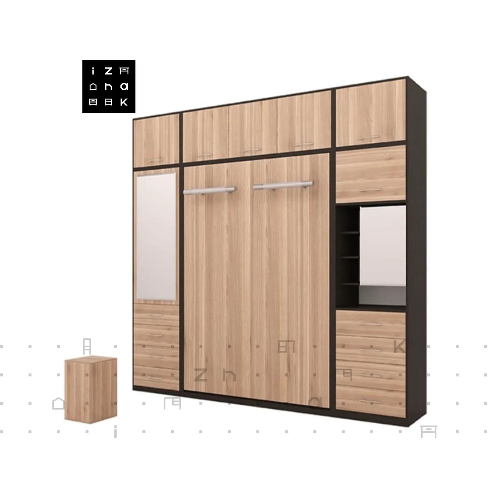 تخت خواب دو نفره کمجا تاشو کمدی ام دی اف مدل مهان