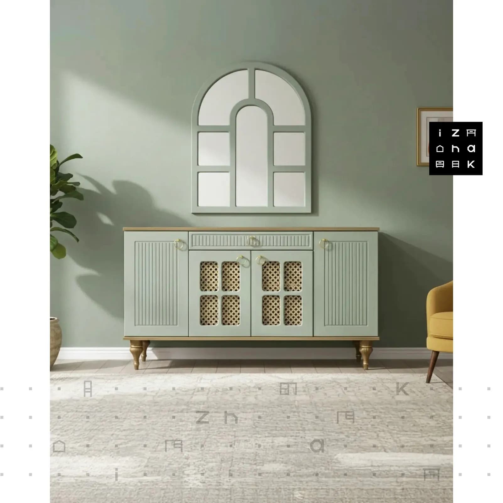 ست آینه و کنسول و میز تیوی نئوکلاسیک مدل صحرا