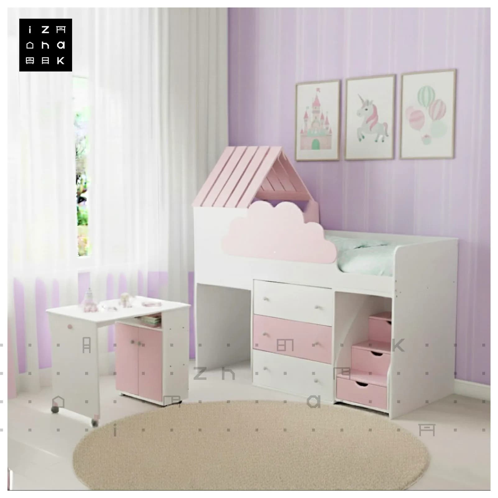 تخت خواب یک نفره All in ONE فانتزی ام دی اف مدل دیانا