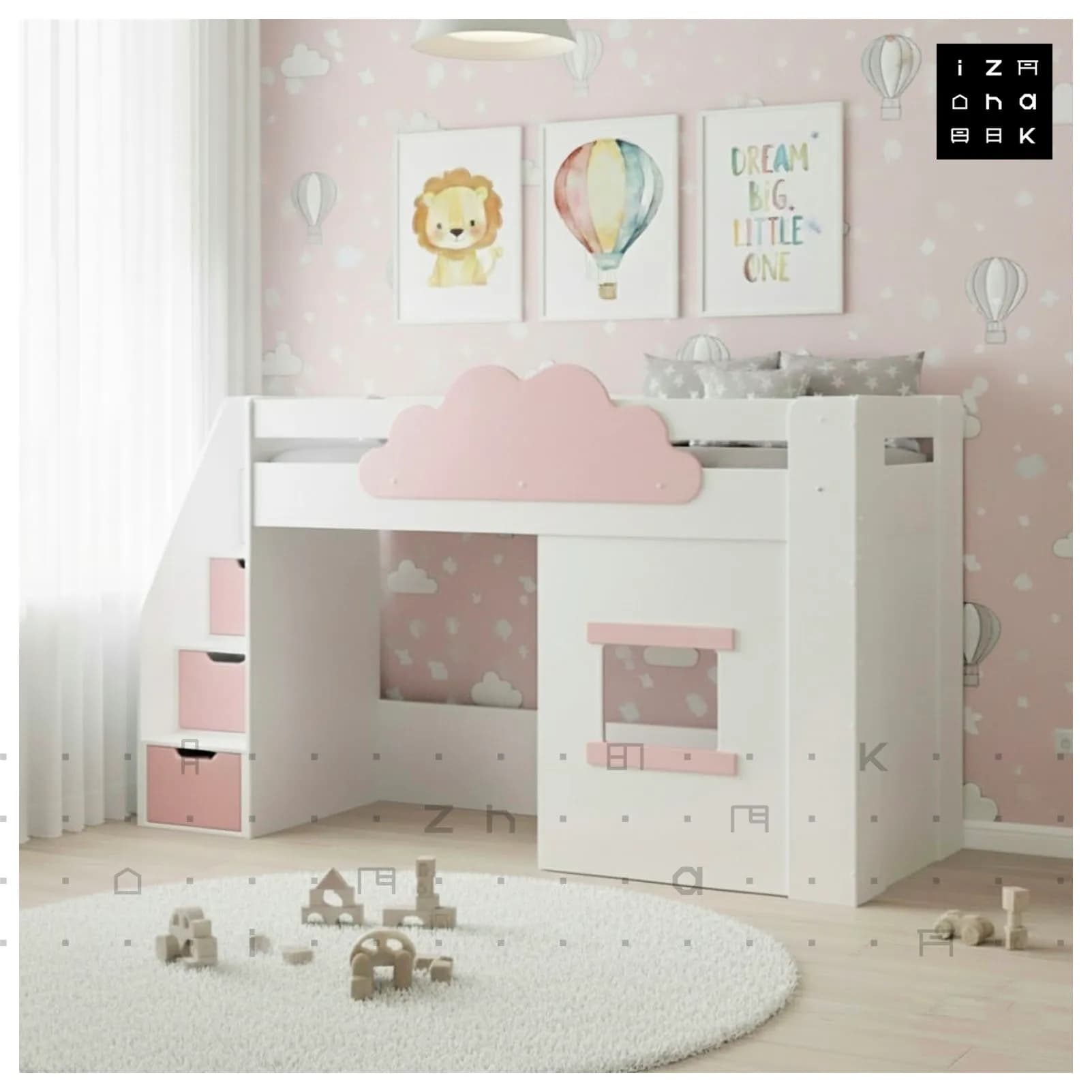 تخت خواب یک نفره با فضای بازی فانتزی ام دی اف مدل دیانا