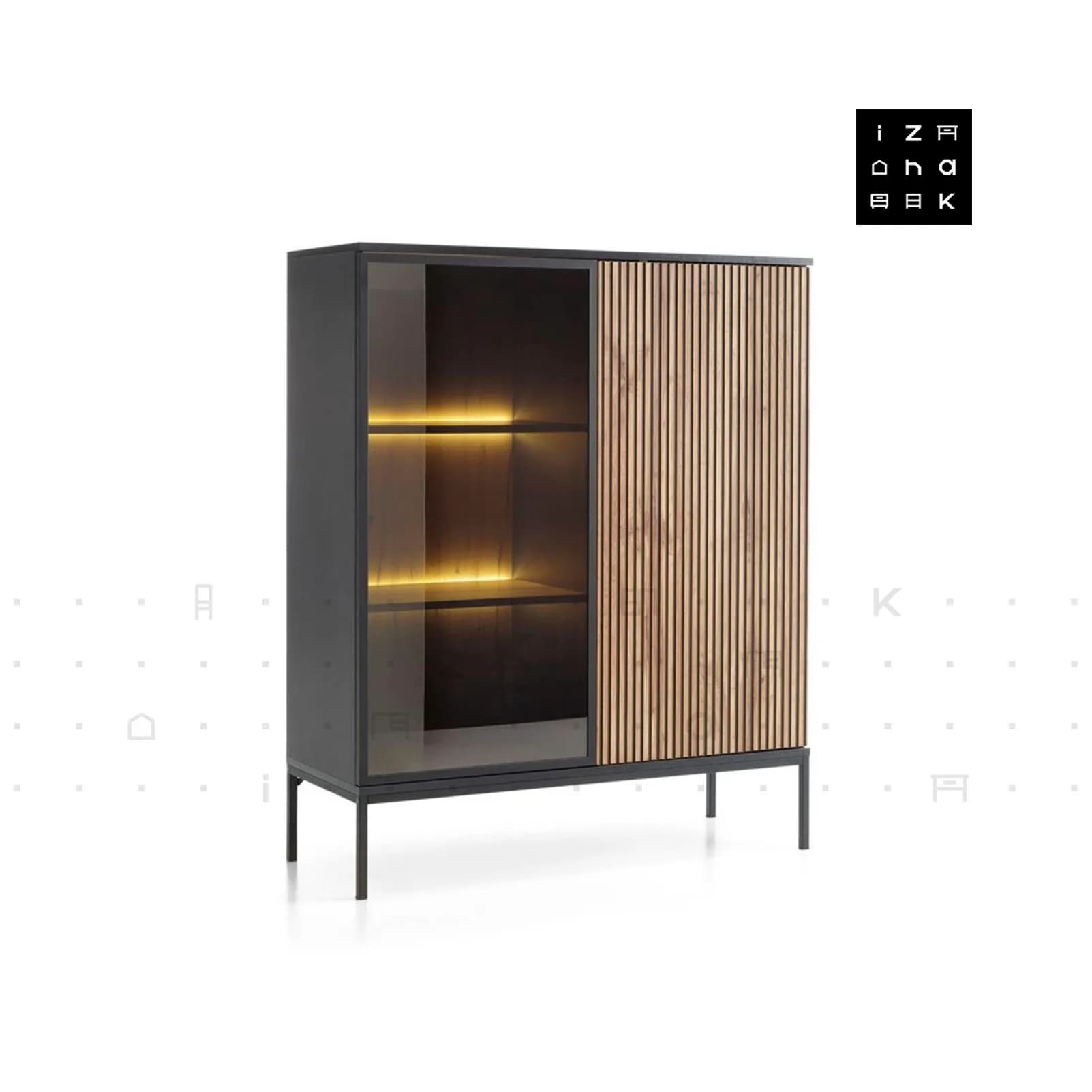 ویترین کنسول مدرن با درب فریم‌لس مدل هاله