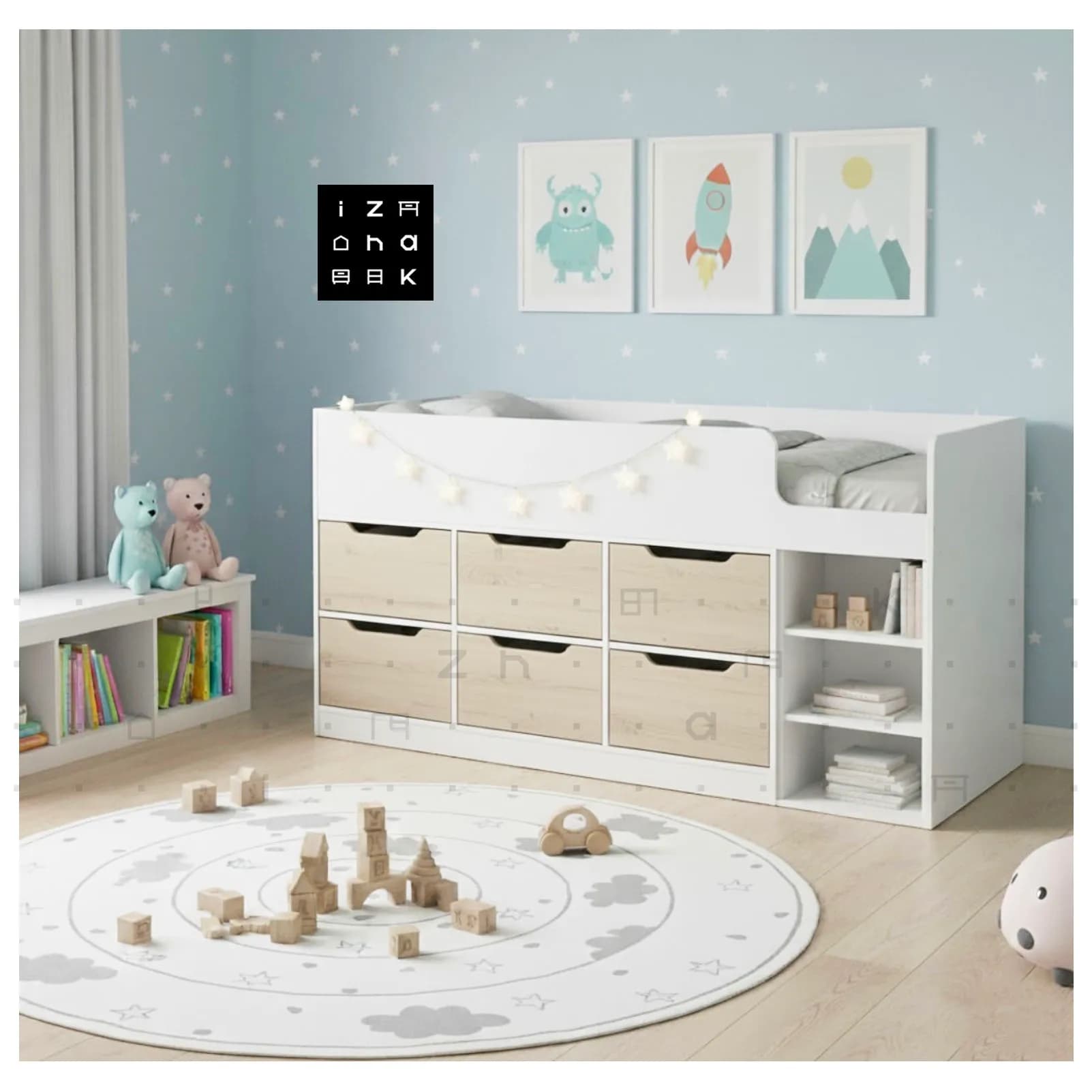 تخت خواب یک نفره کشو دار ام دی اف مدل میلا