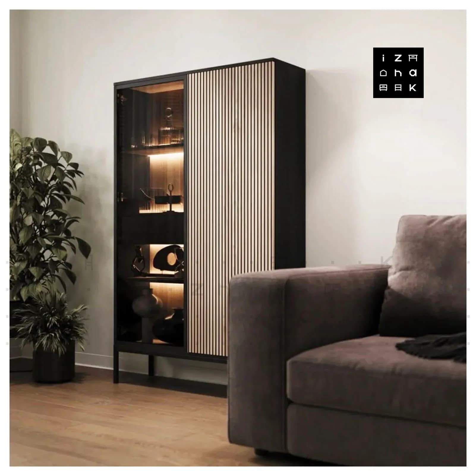 ویترین کنسول مدرن با درب فریم‌لس مدل هاله