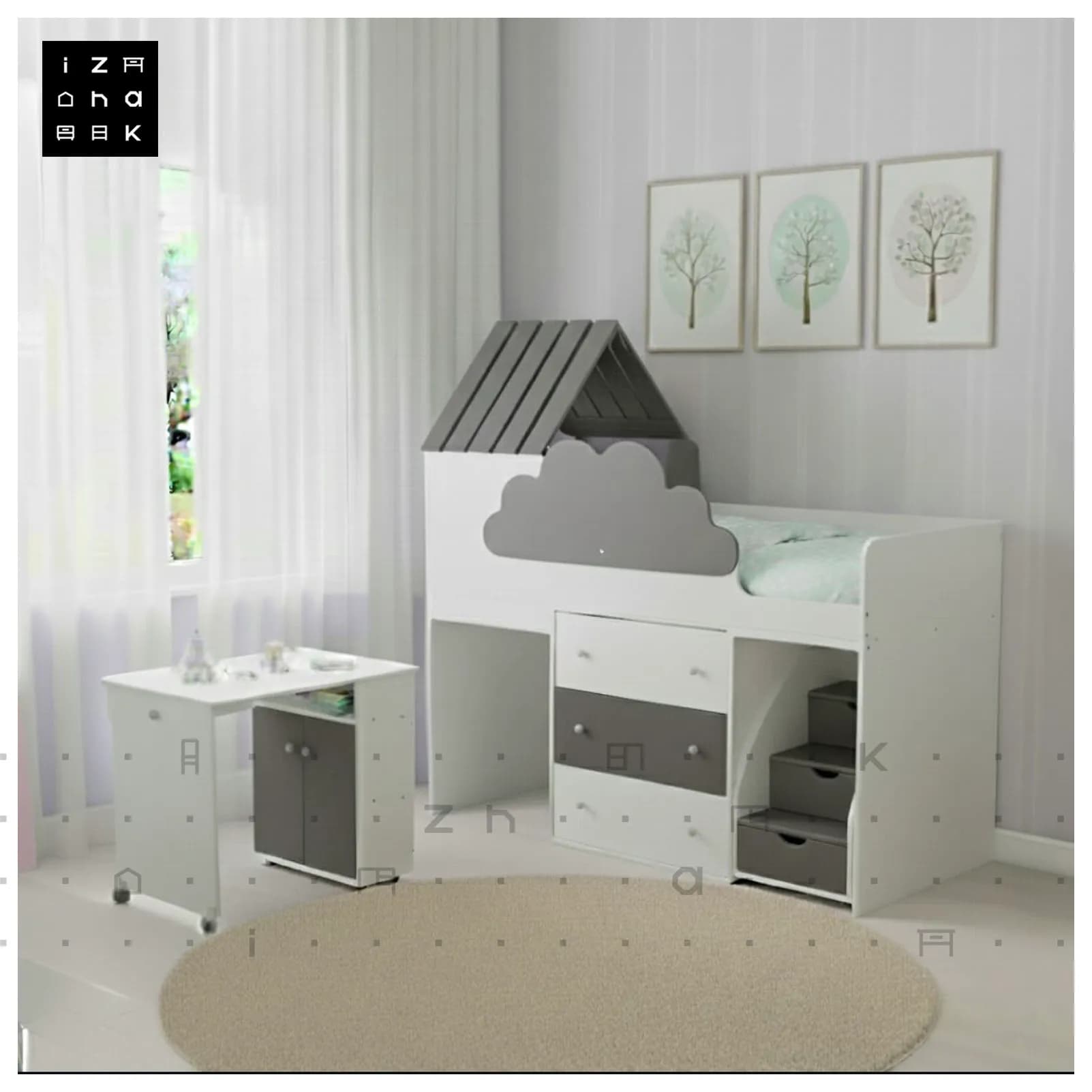 تخت خواب یک نفره All in ONE فانتزی ام دی اف مدل دیانا