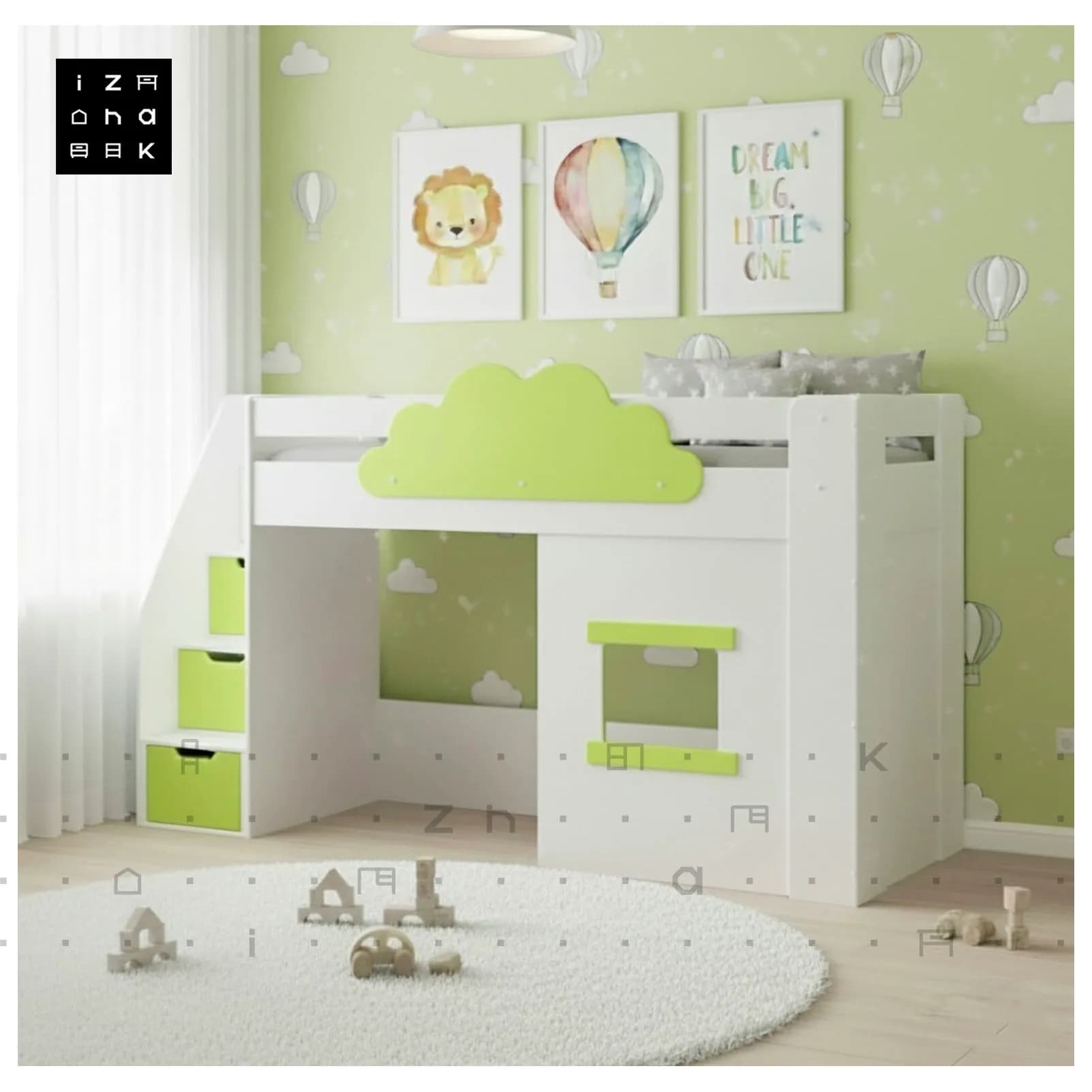 تخت خواب یک نفره با فضای بازی فانتزی ام دی اف مدل دیانا