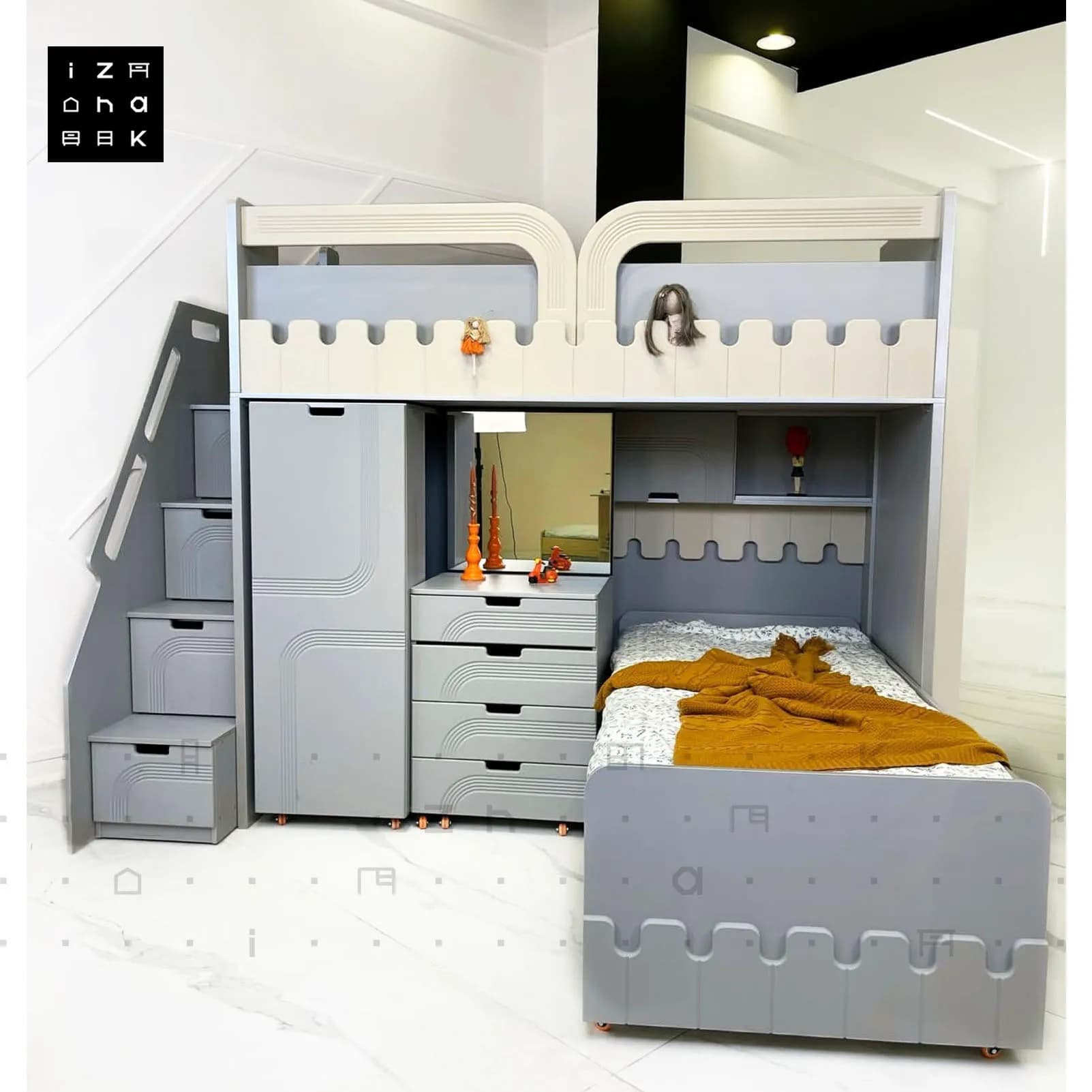 تخت خواب دو طبقه All in One مدل سروین