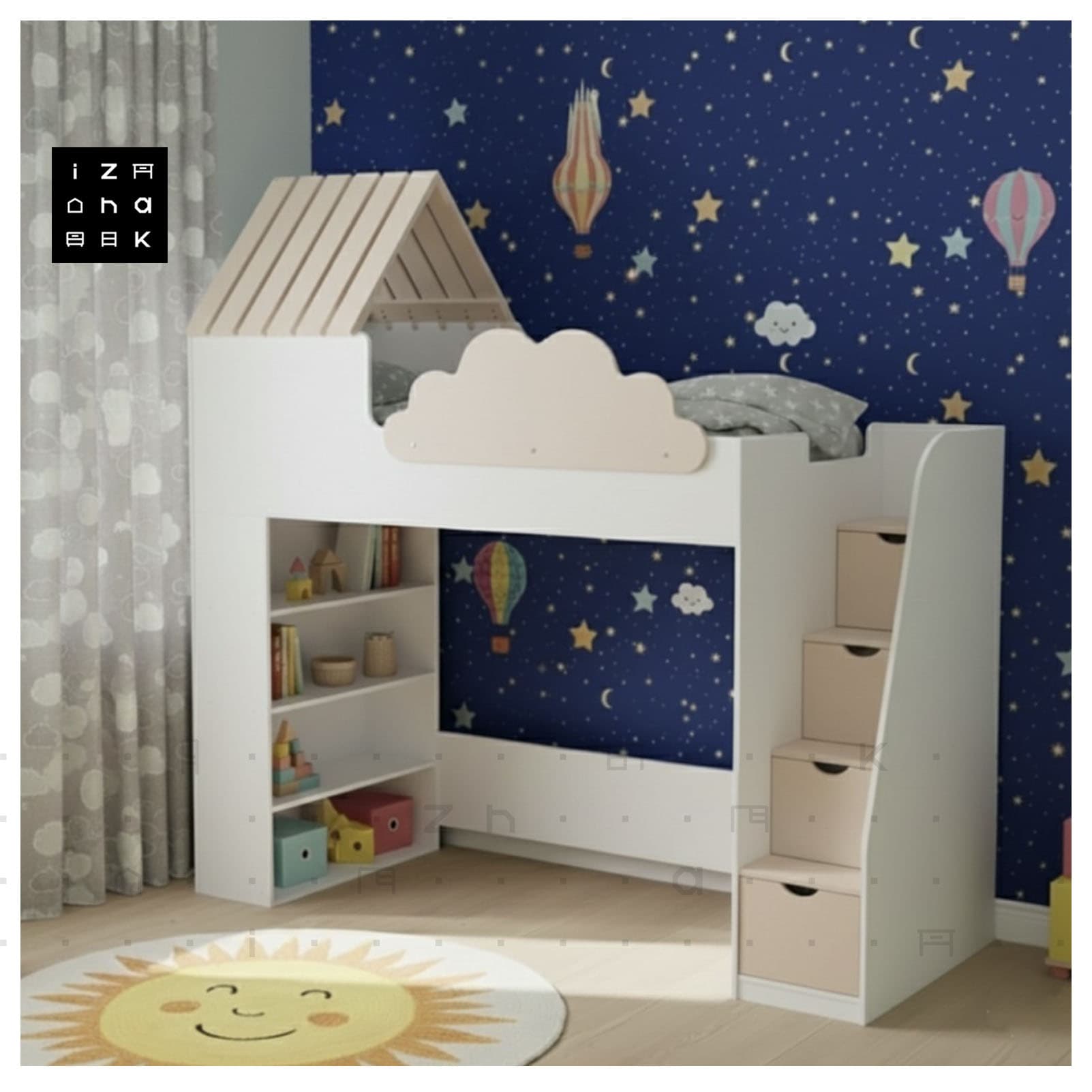 تخت خواب یک نفره با فضای بازی فانتزی ام دی اف مدل دیانا