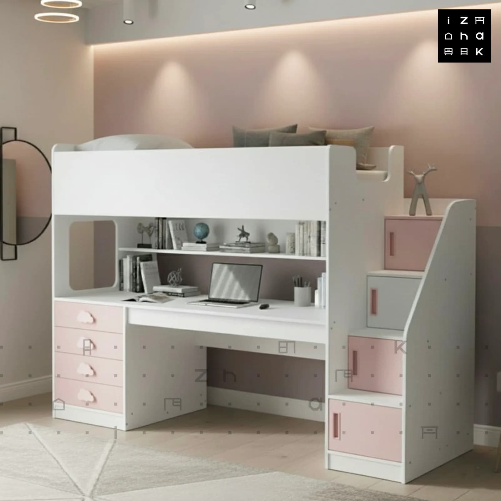 تخت خواب یک نفره دخترانه ALL IN ONE  مدل تاتیانا