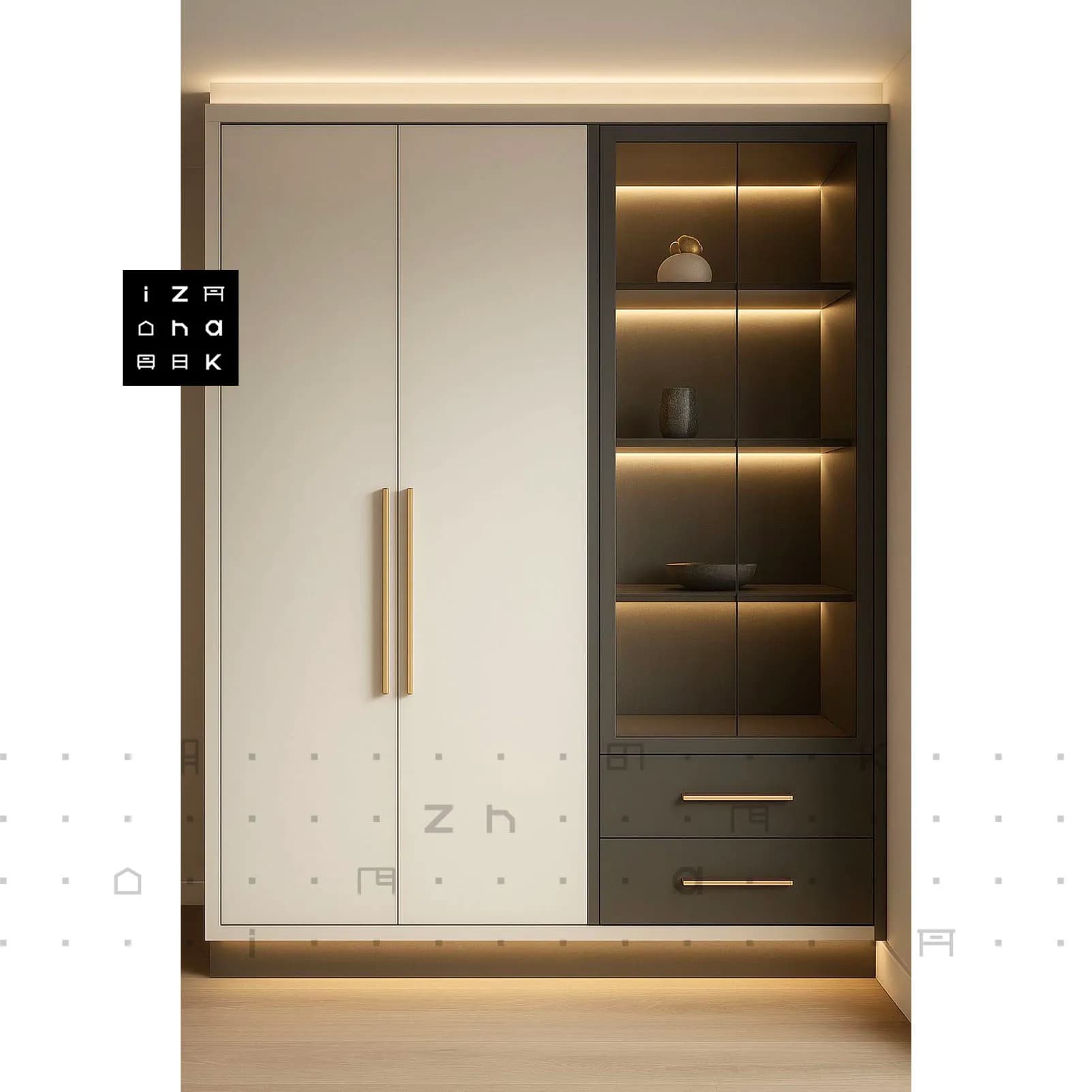 کمد ویترینی مدرن با درب شیشه ای مدل لیدیا