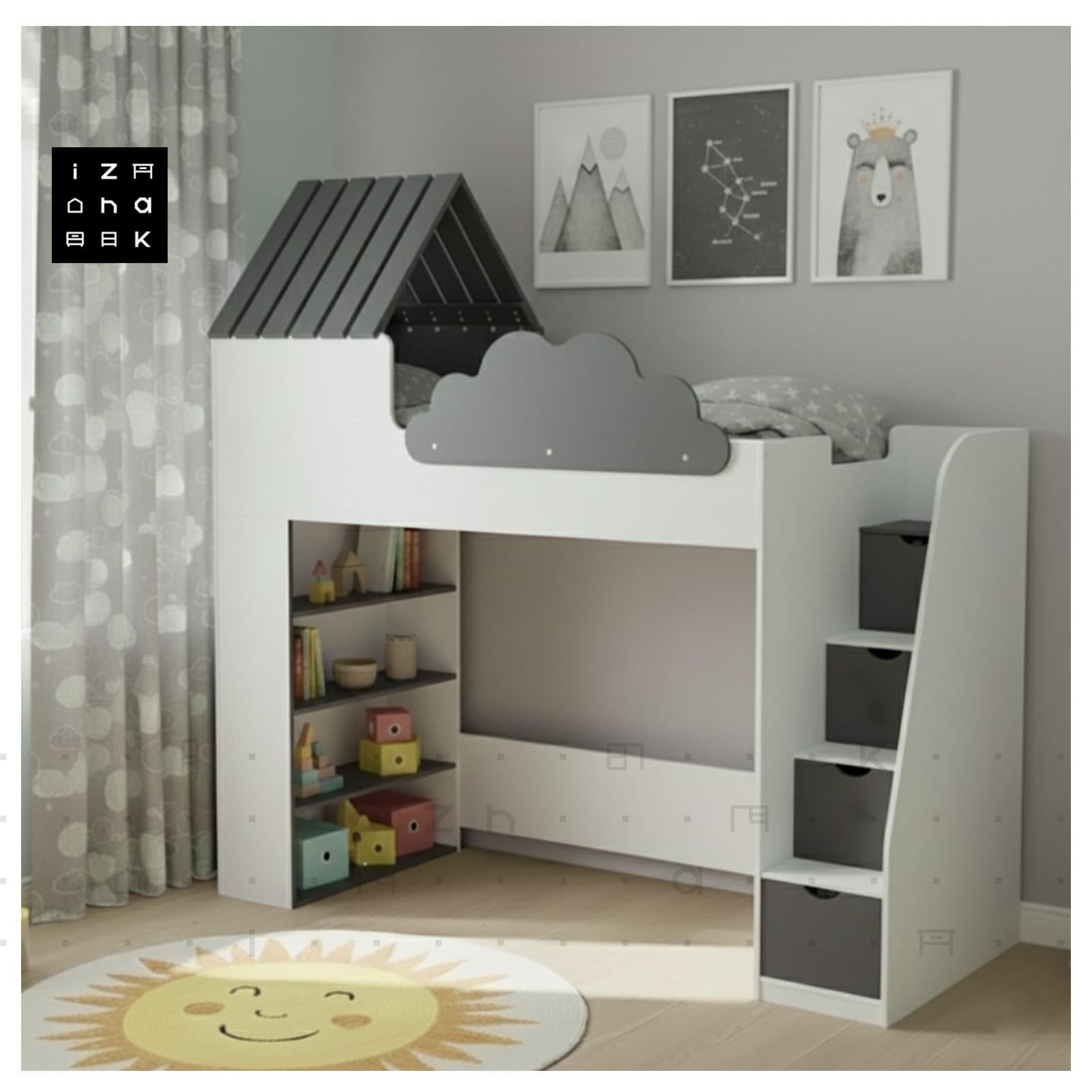 تخت خواب یک نفره با فضای بازی فانتزی ام دی اف مدل دیانا