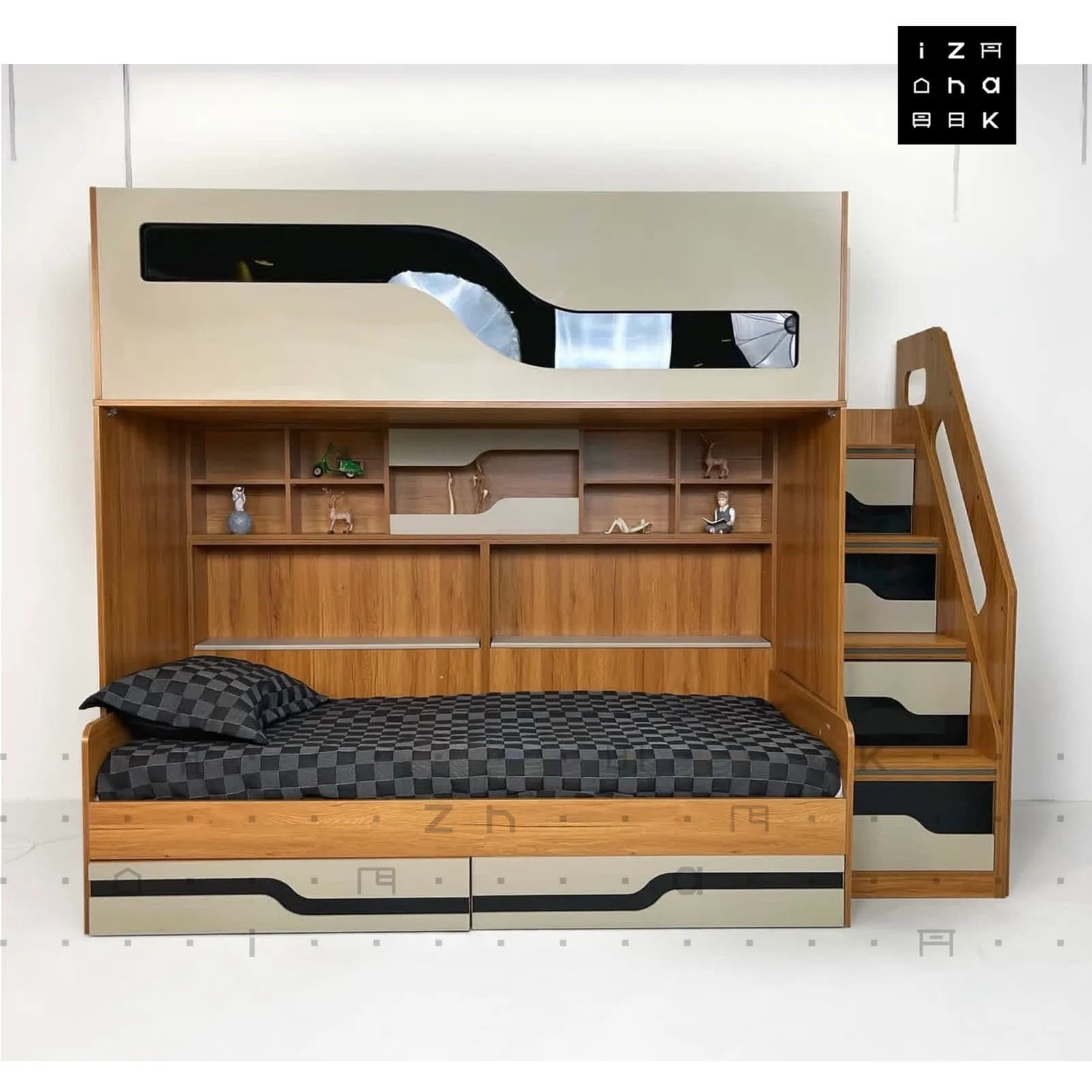 تخت خواب دو طبقه کشو دار ام دی اف مدل بنیتا