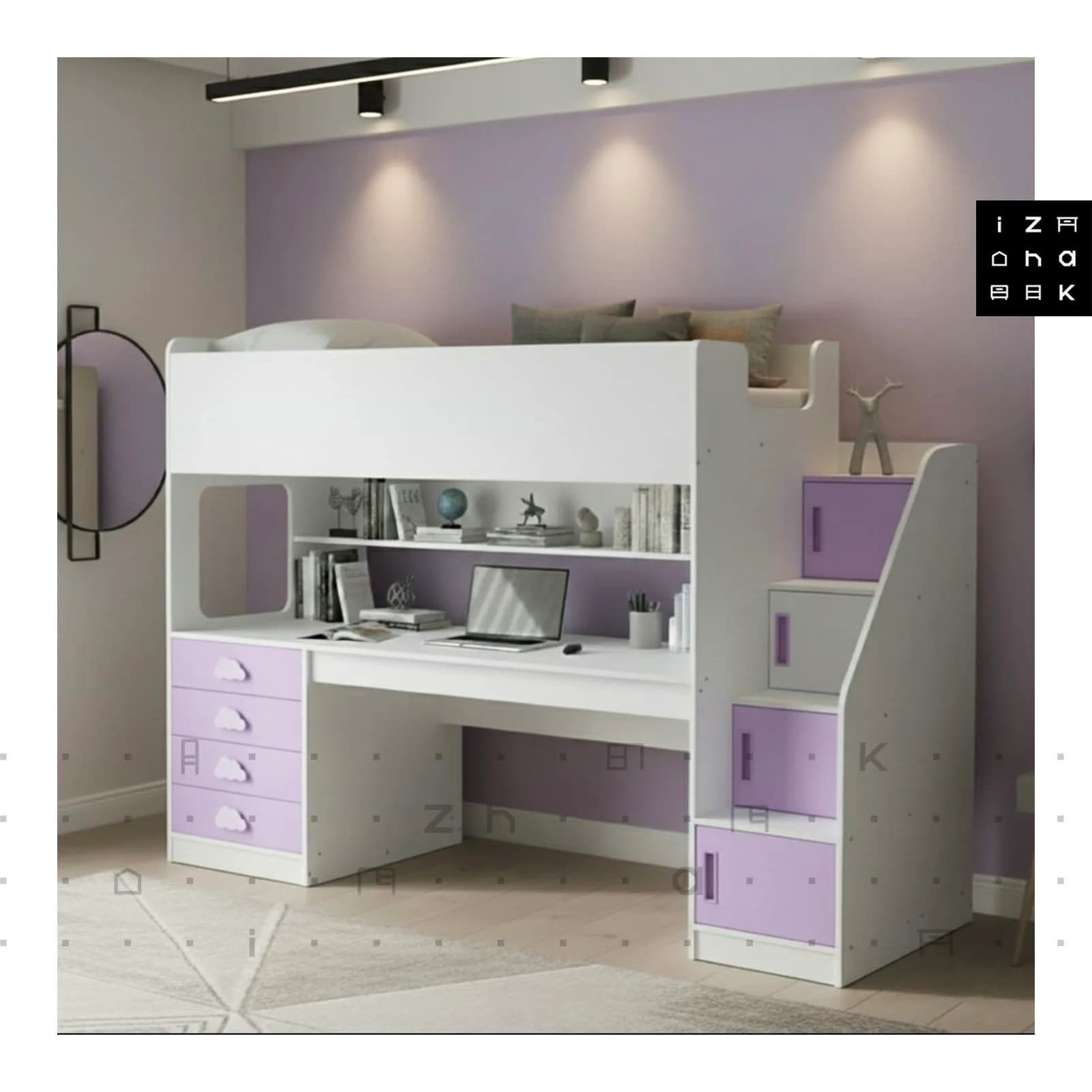 تخت خواب یک نفره دخترانه ALL IN ONE  مدل تاتیانا