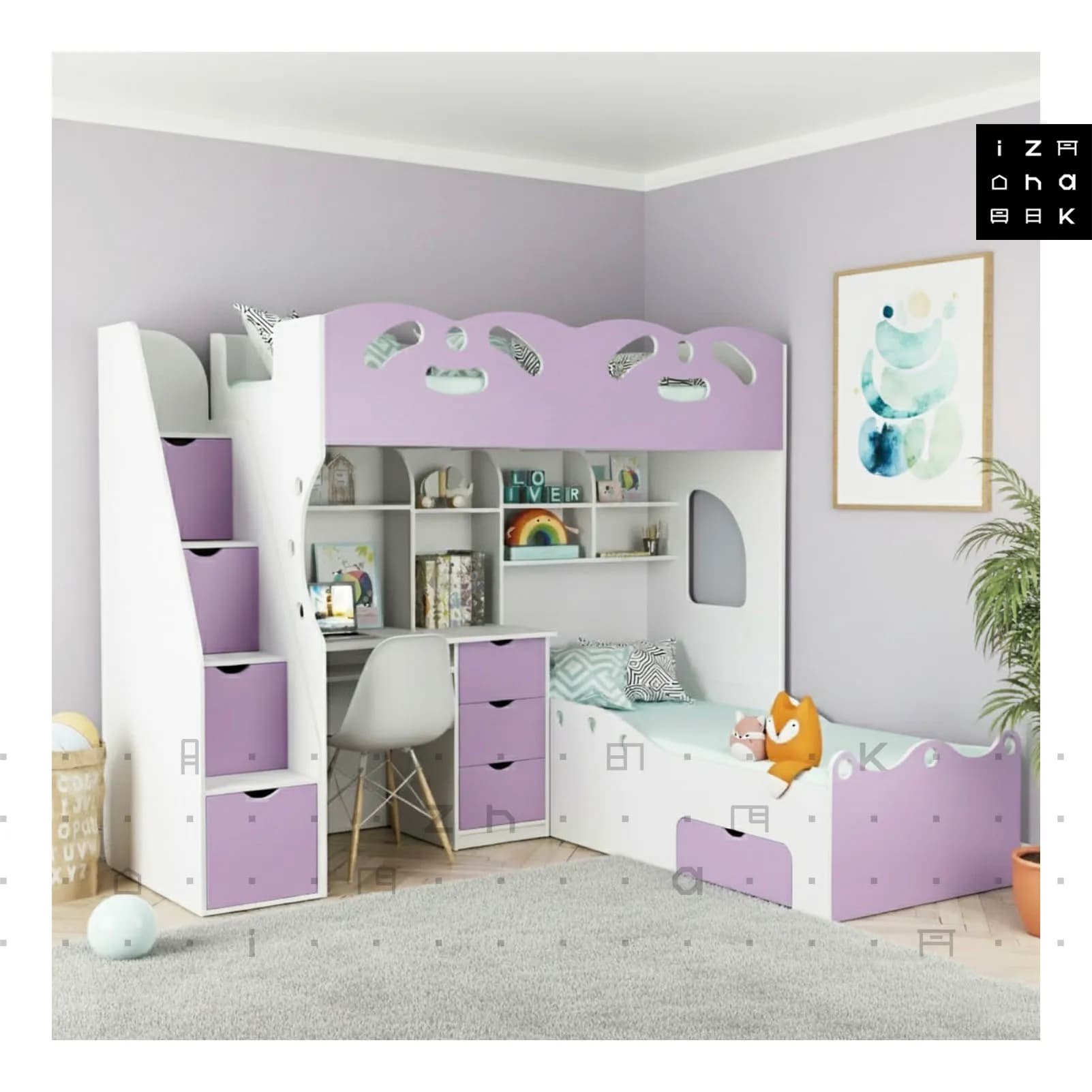 تخت خواب دو طبقه All in One مدل تلما