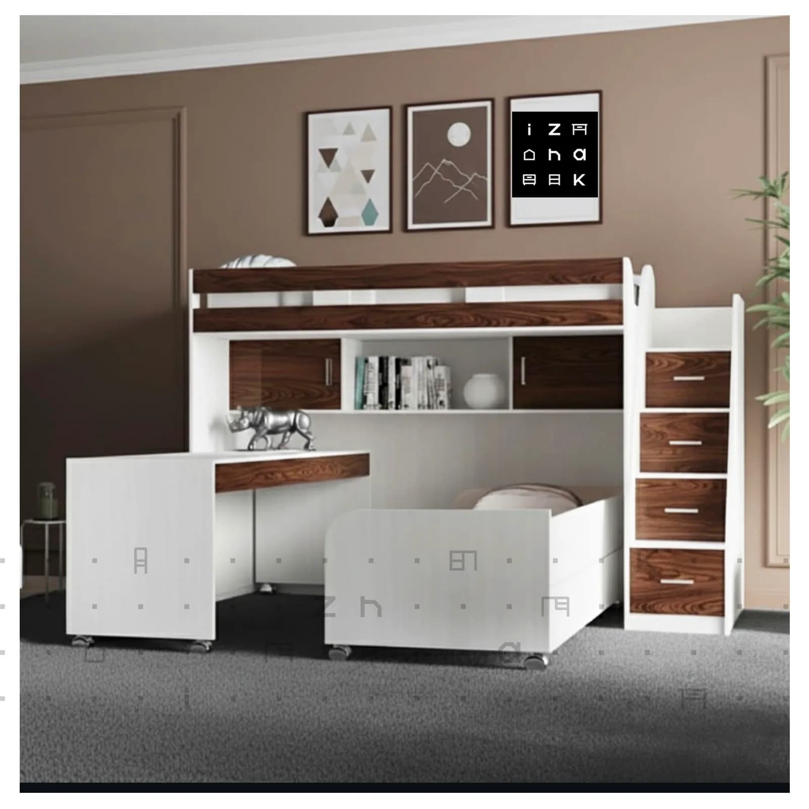 تخت خواب دو طبقه All in One مدل مانلیا