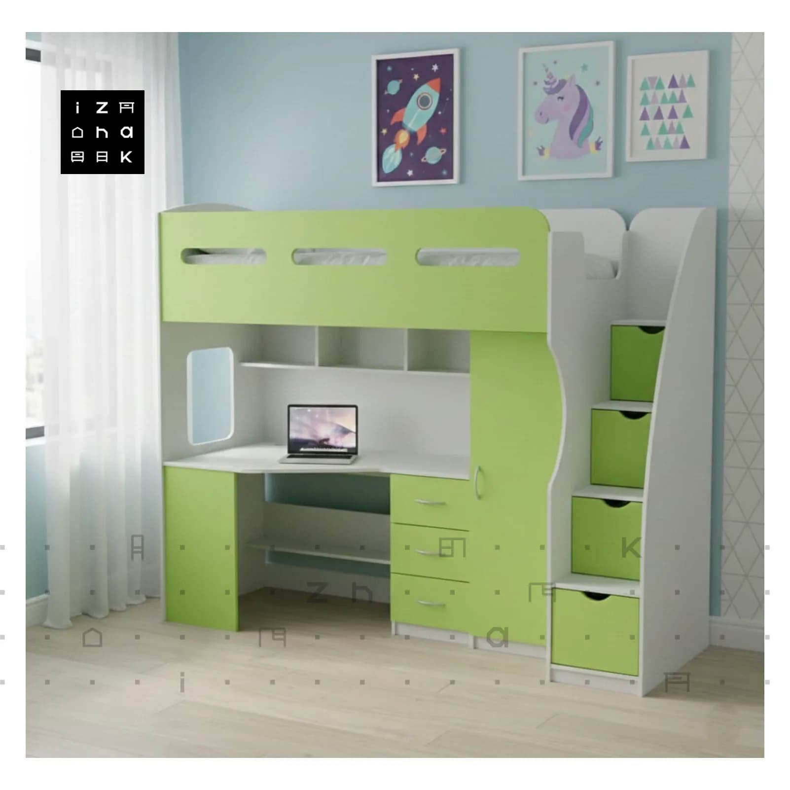 تخت خواب یکنفره دو طبقه All in One مدل امیلیا