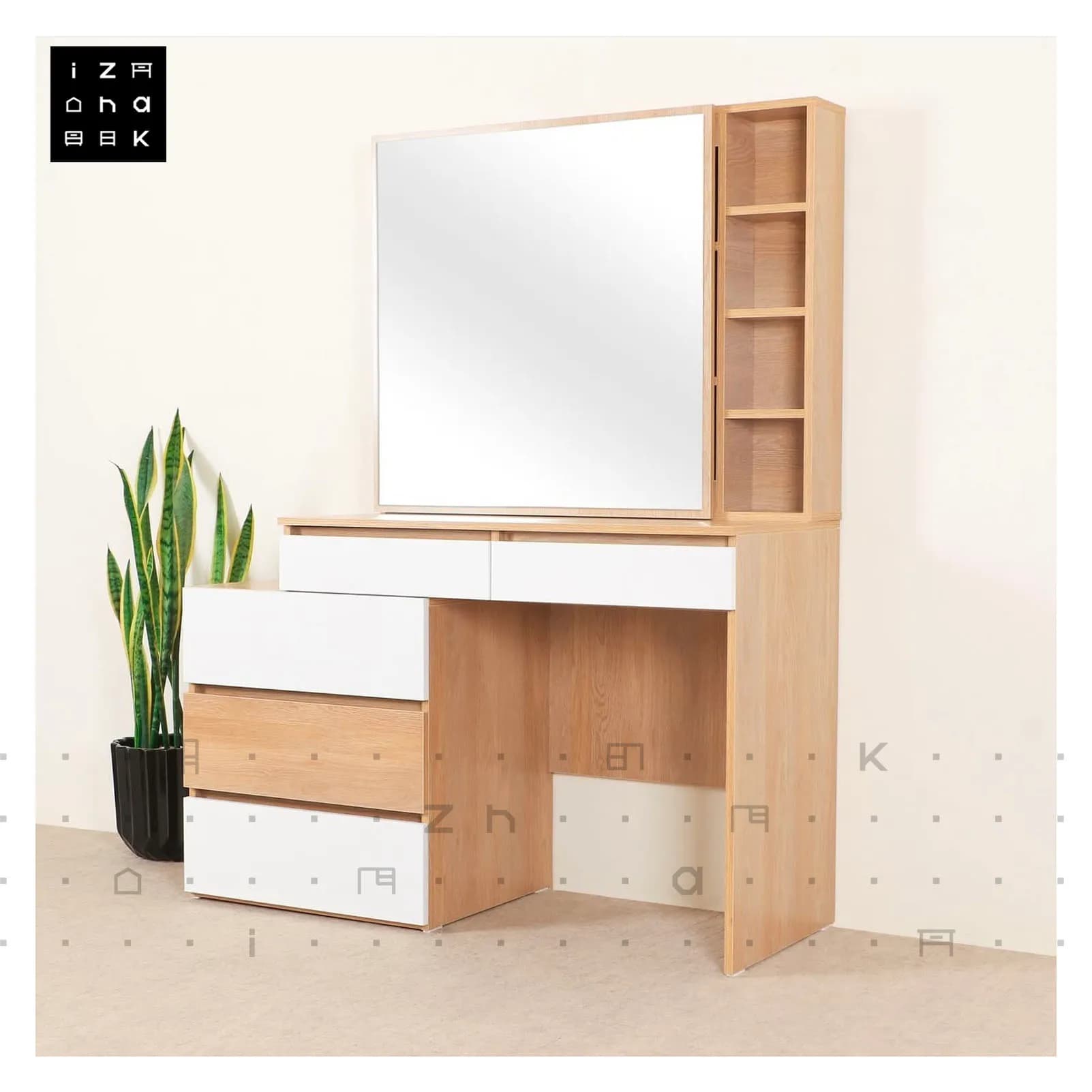 میز آرایش مدرن با فایل سه کشو همراه با پاف مدل نیک