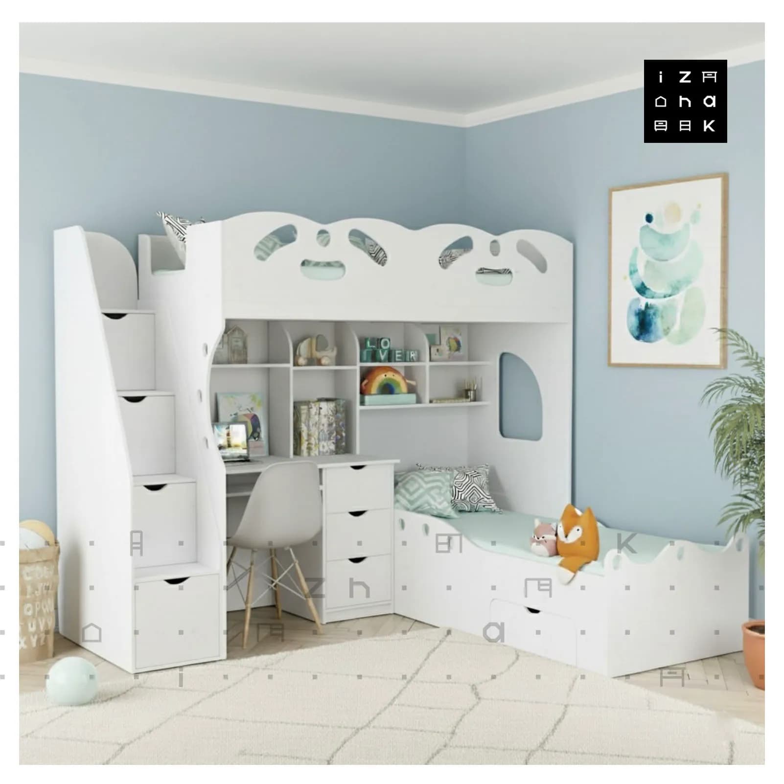 تخت خواب دو طبقه All in One مدل تلما