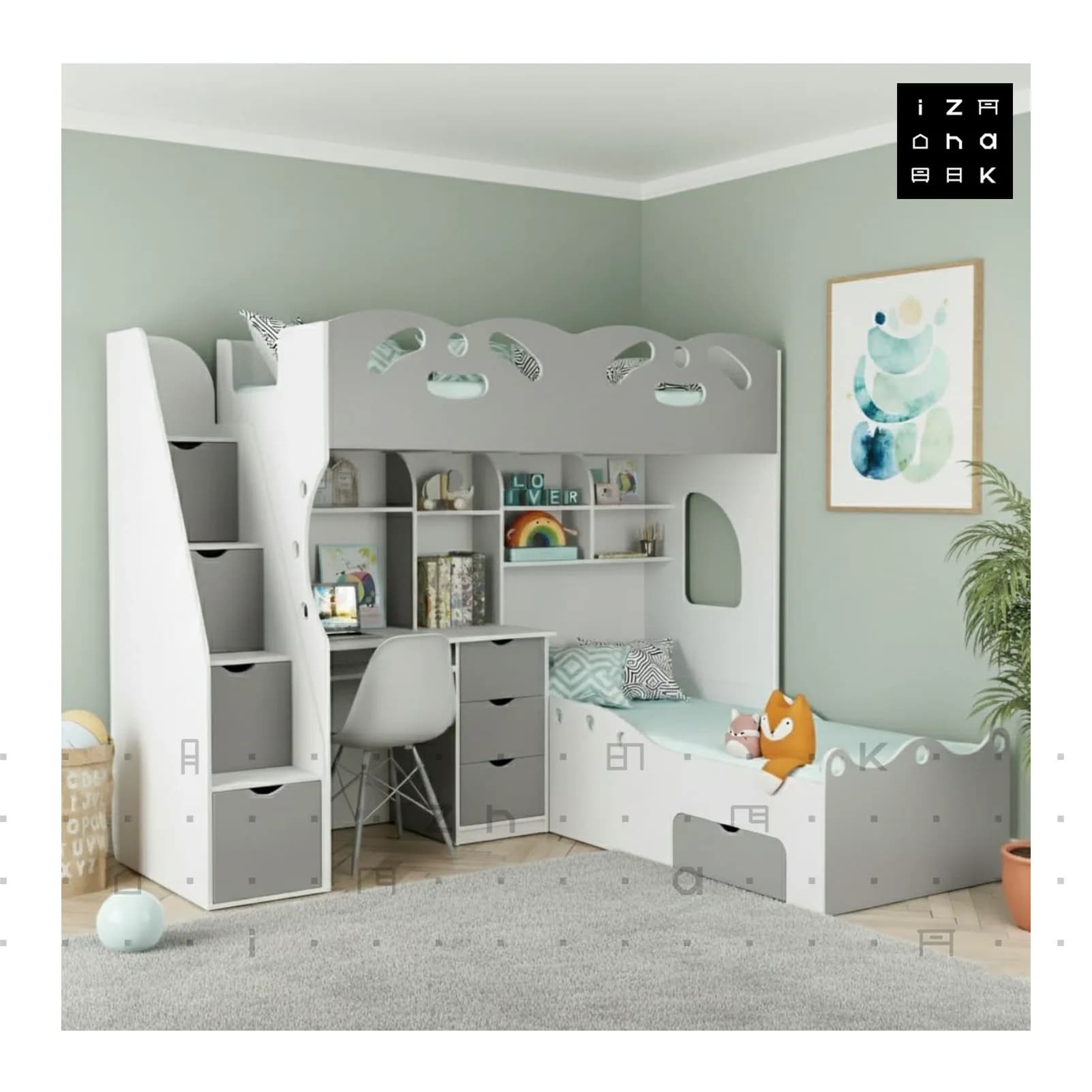 تخت خواب دو طبقه All in One مدل تلما