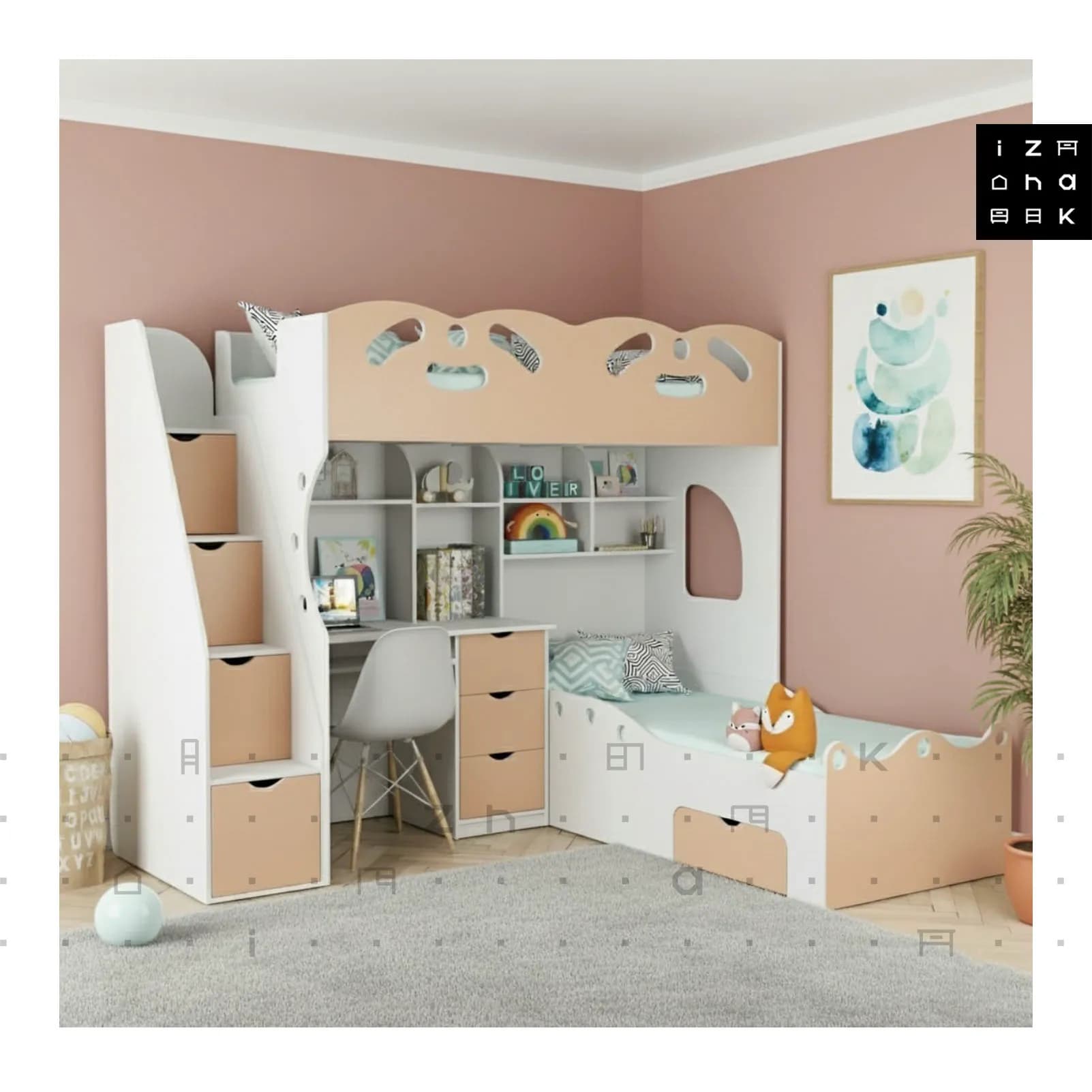 تخت خواب دو طبقه All in One مدل تلما