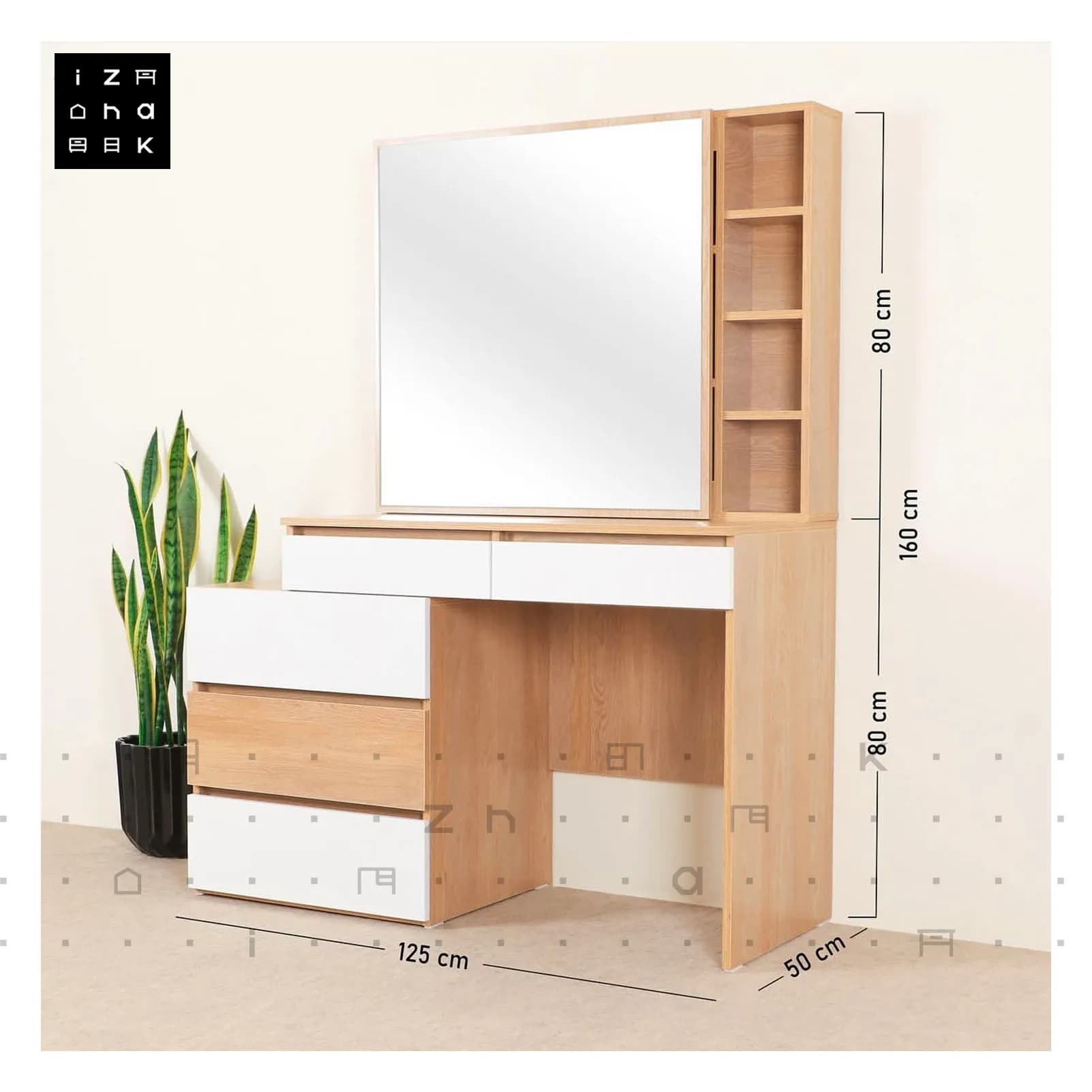 میز آرایش مدرن با فایل سه کشو همراه با پاف مدل نیک