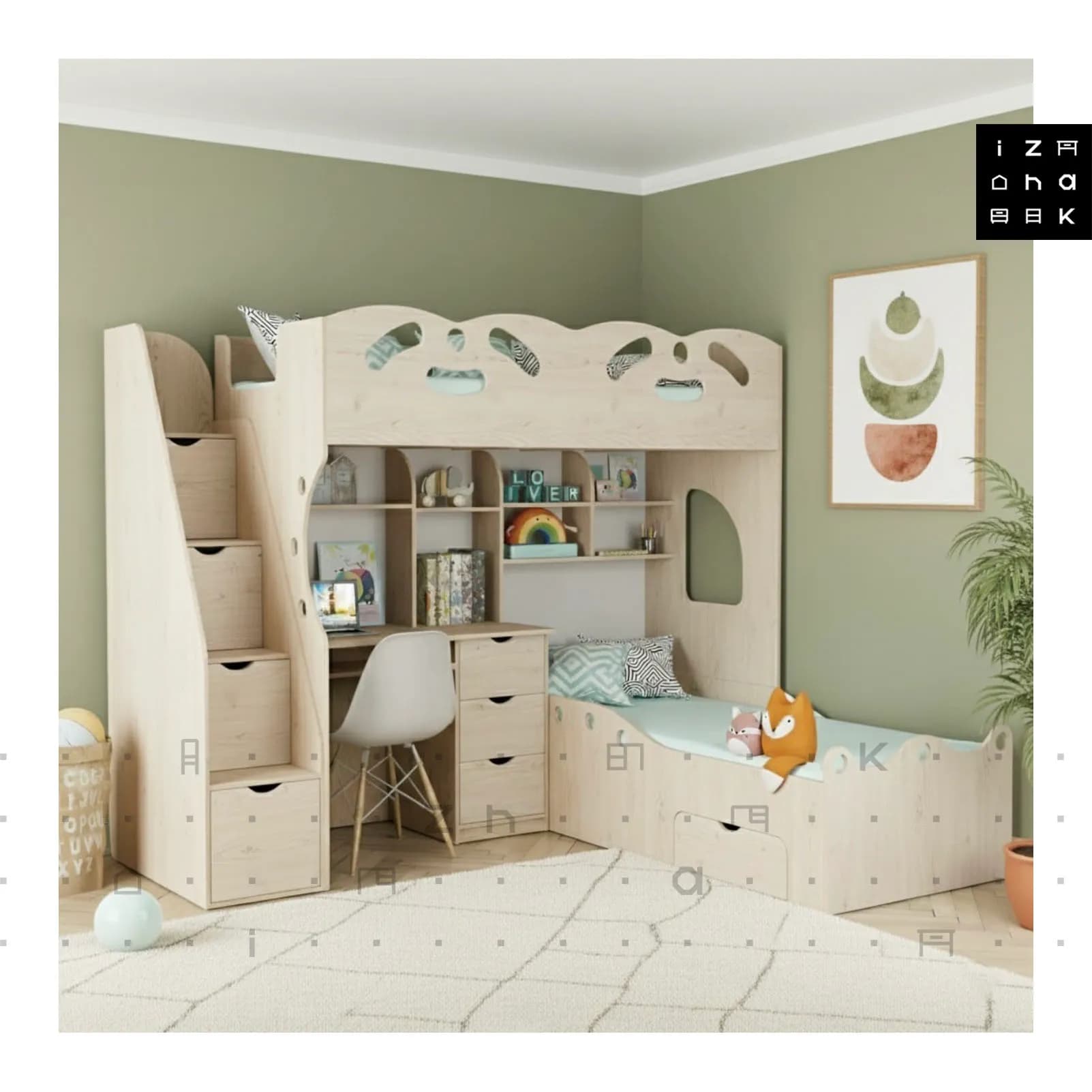 تخت خواب دو طبقه All in One مدل تلما