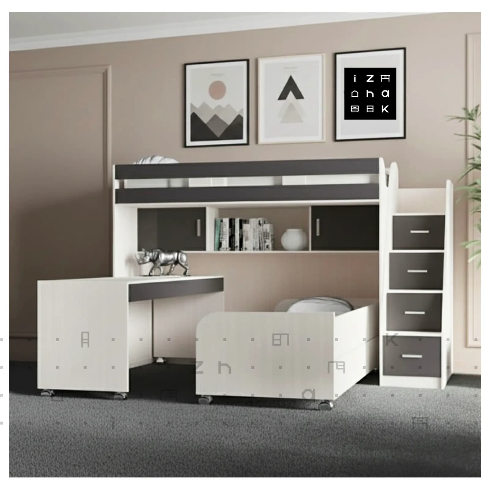 تخت خواب دو طبقه All in One مدل مانلیا