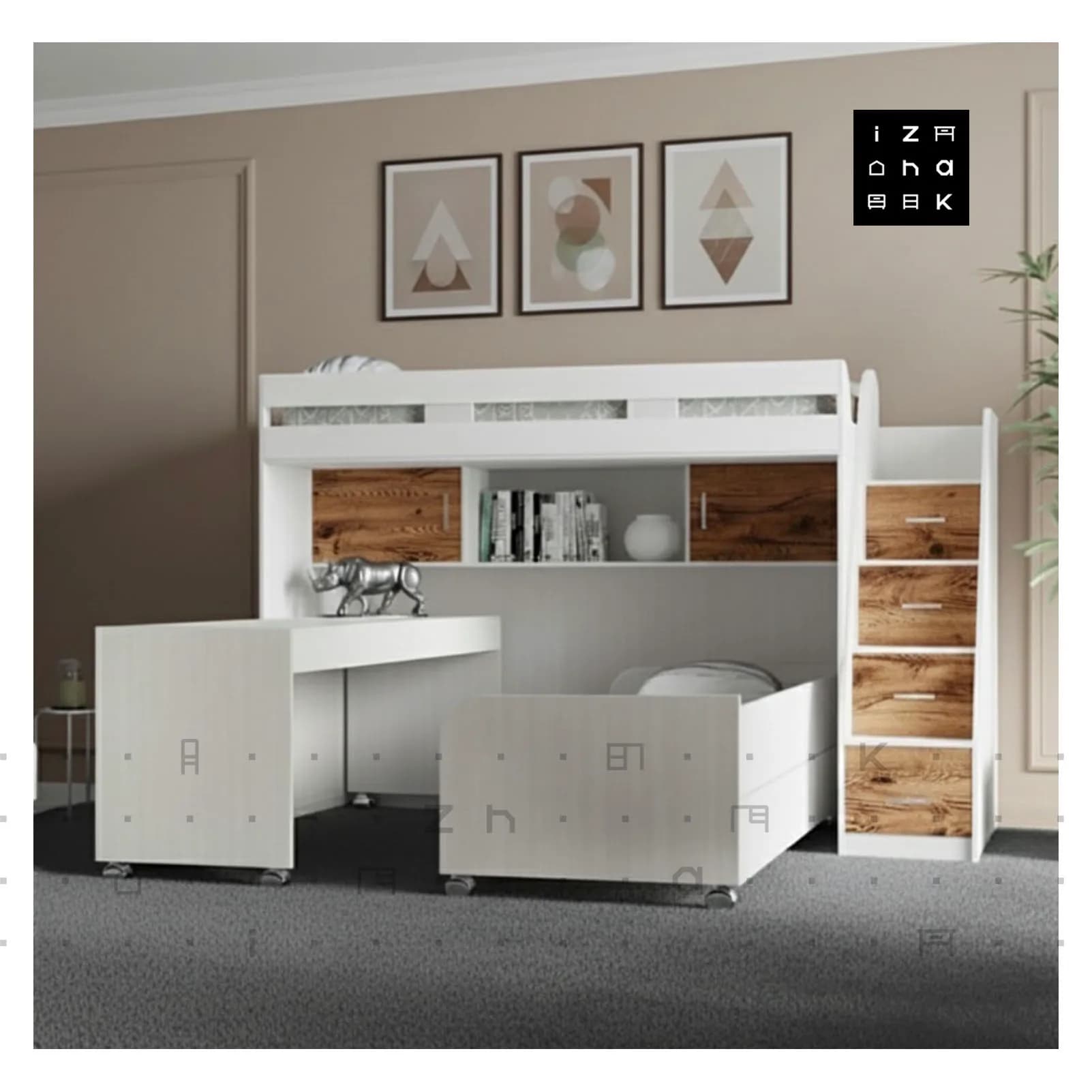 تخت خواب دو طبقه All in One مدل مانلیا