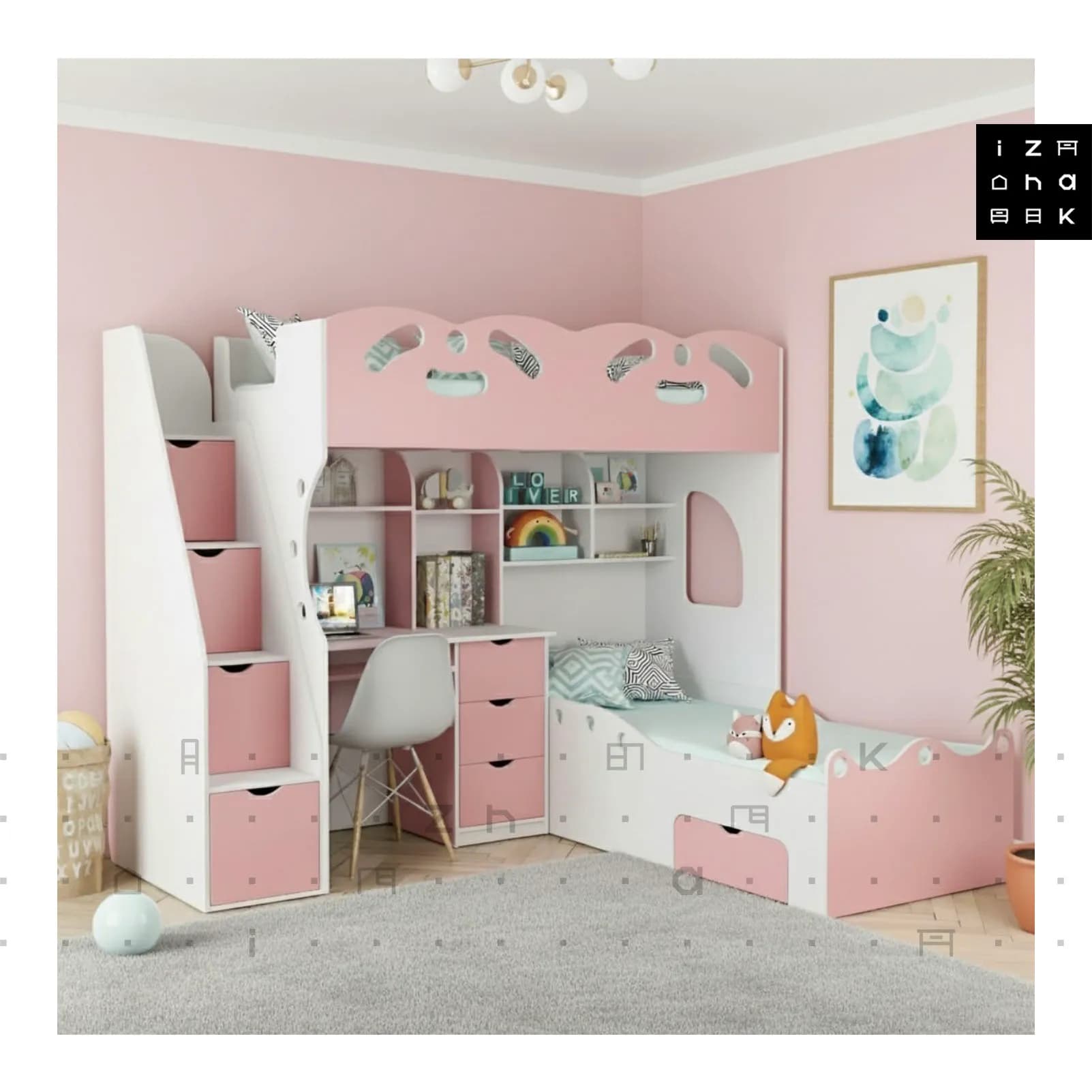 تخت خواب دو طبقه All in One مدل تلما