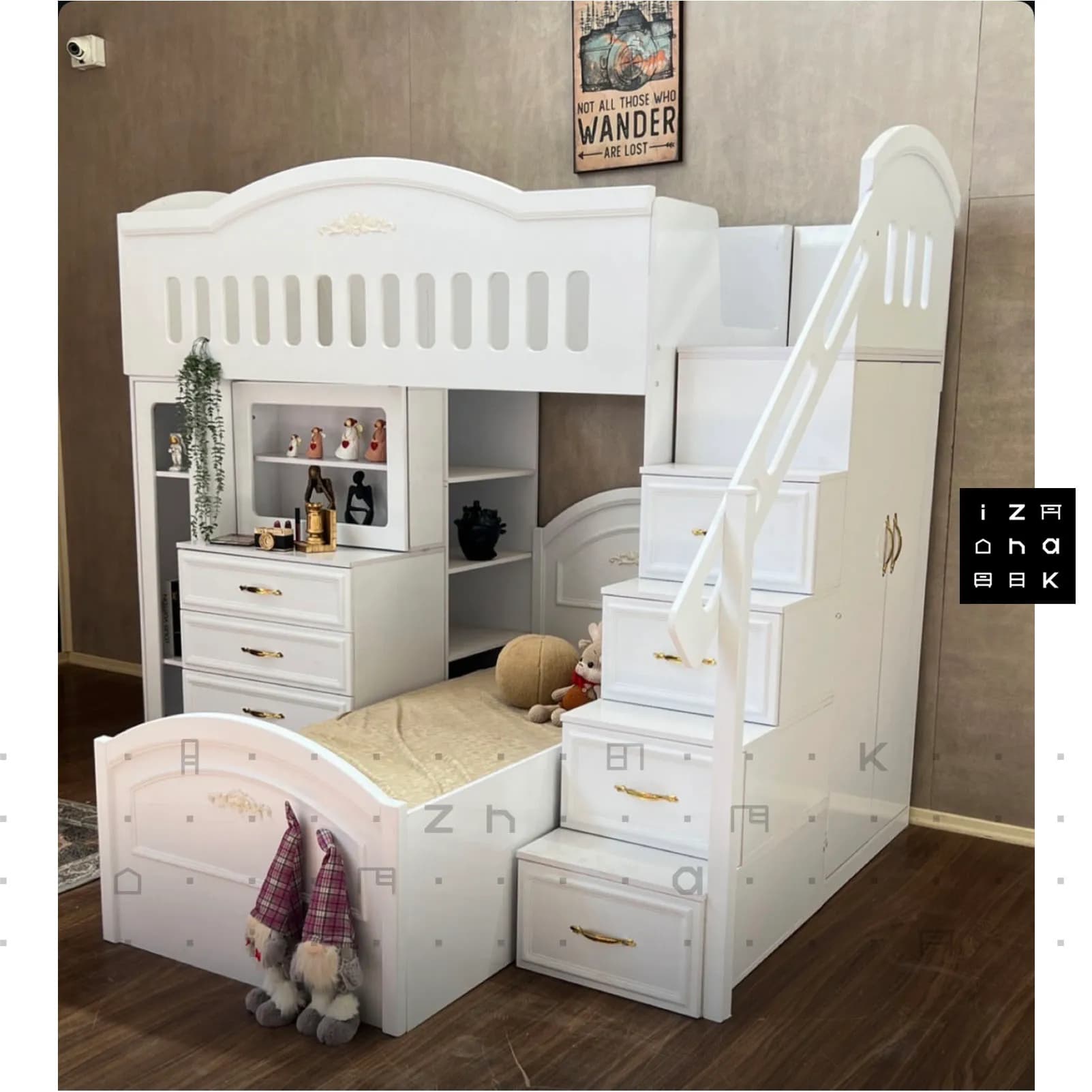 تخت خواب دو طبقه all in one دخترانه مدل لیدی