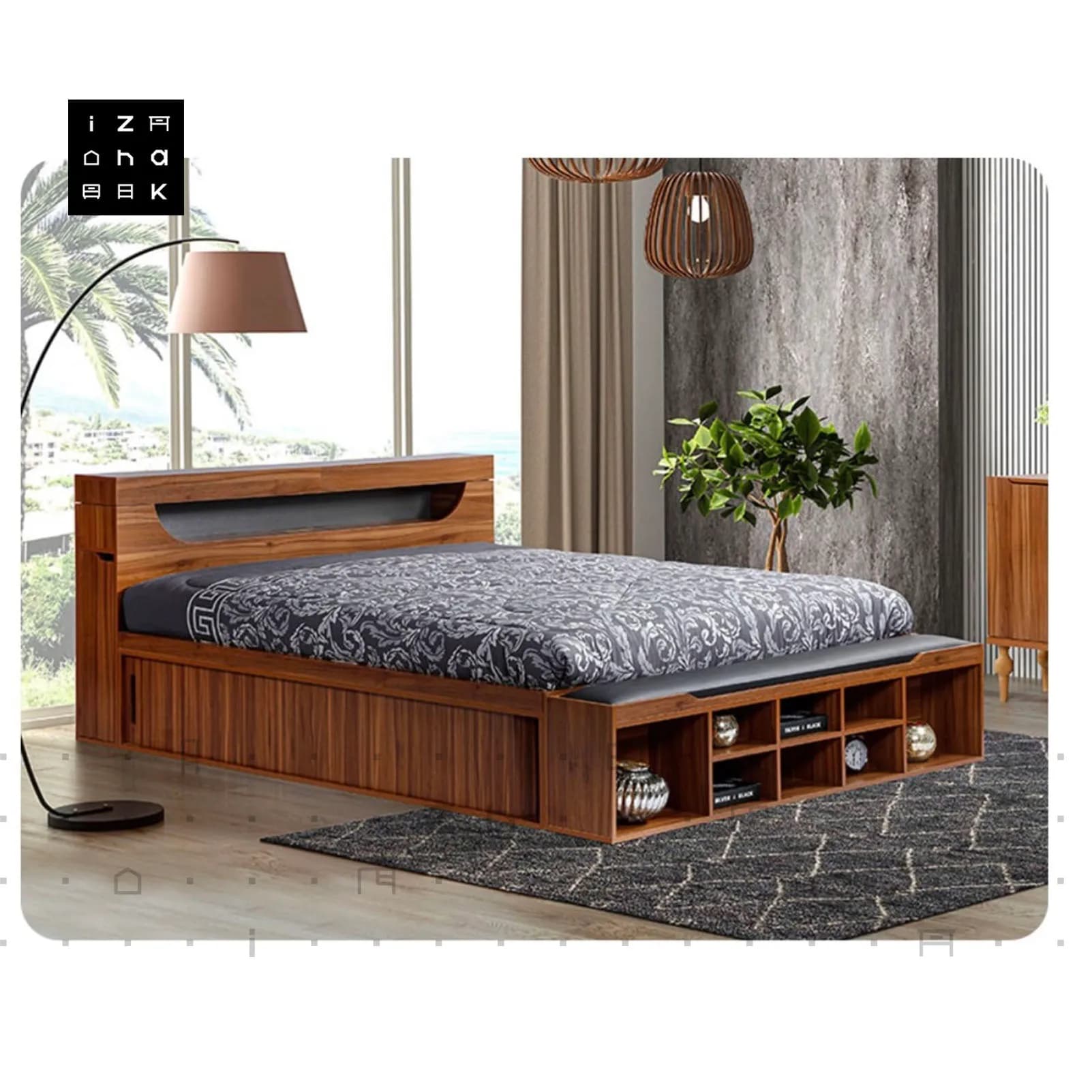 تخت خواب دو نفره ام دی اف کشو دار مدل نوردیک