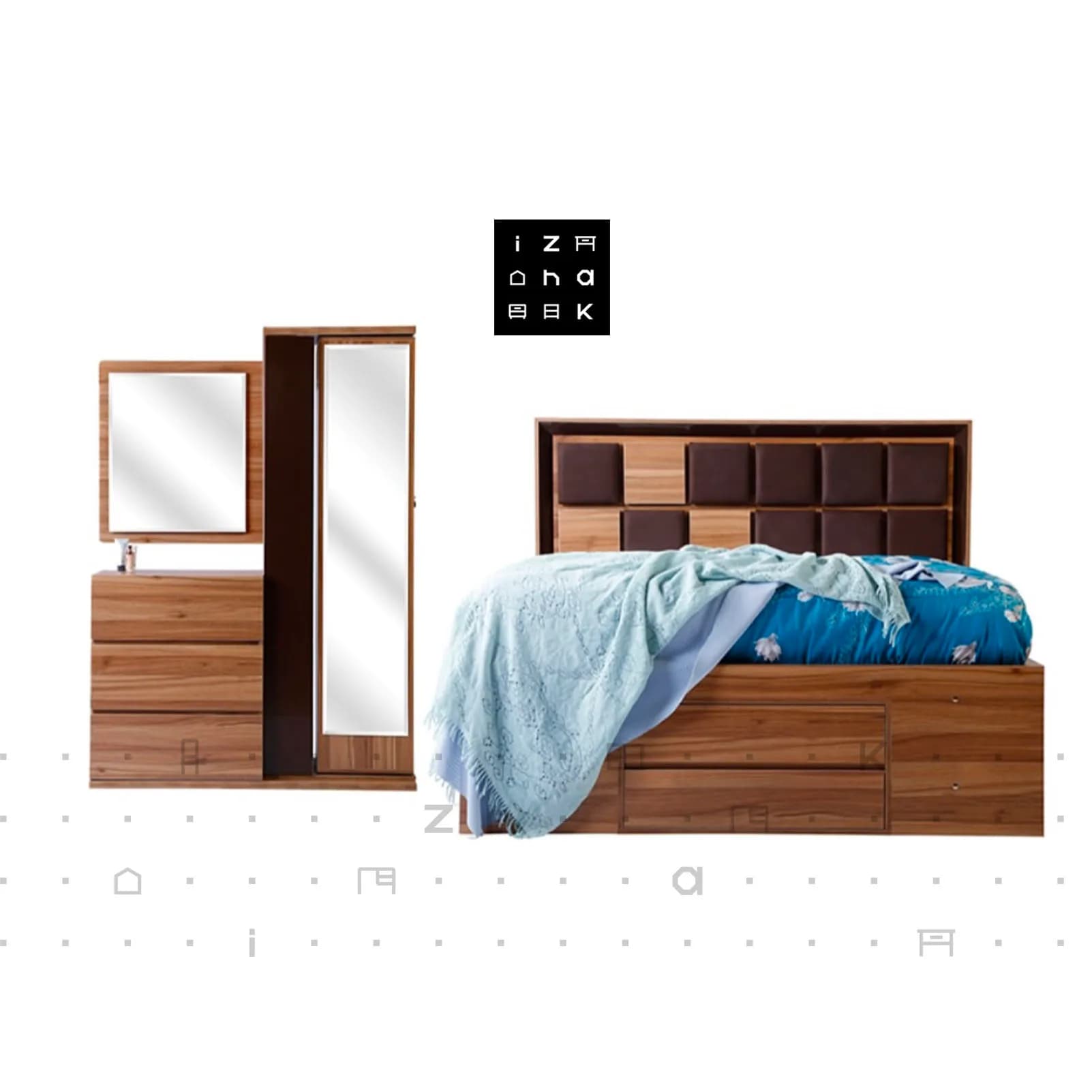 سرویس خواب دو نفره با فضای مخفی ام دی اف مدل اروس