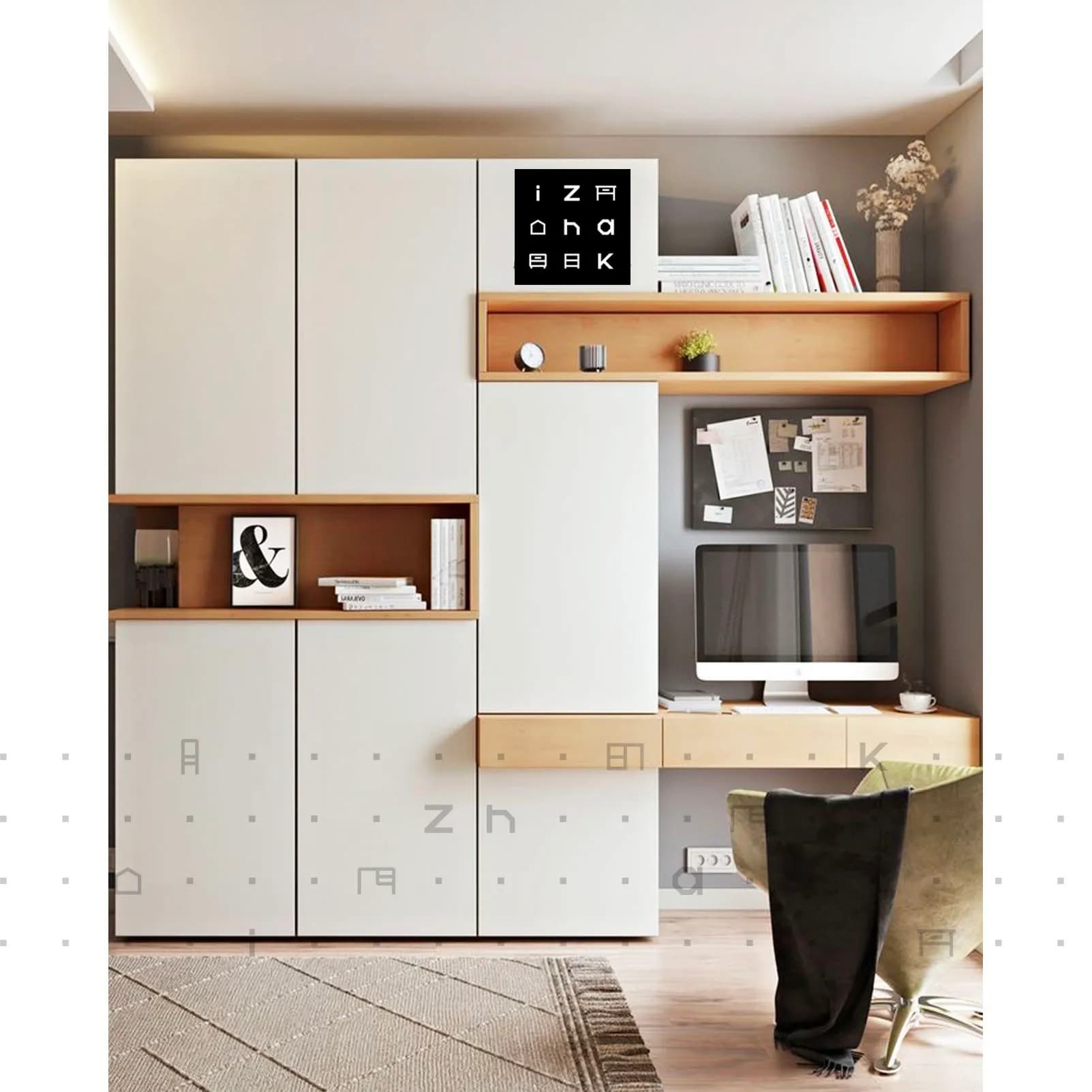 کمد میز تحریر دار با شلف مدرن مدل آزرم