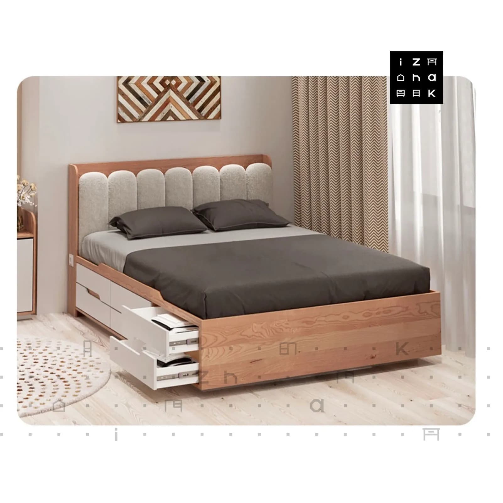 تخت خواب دو نفره ام دی اف کشو دار مدل هیوا