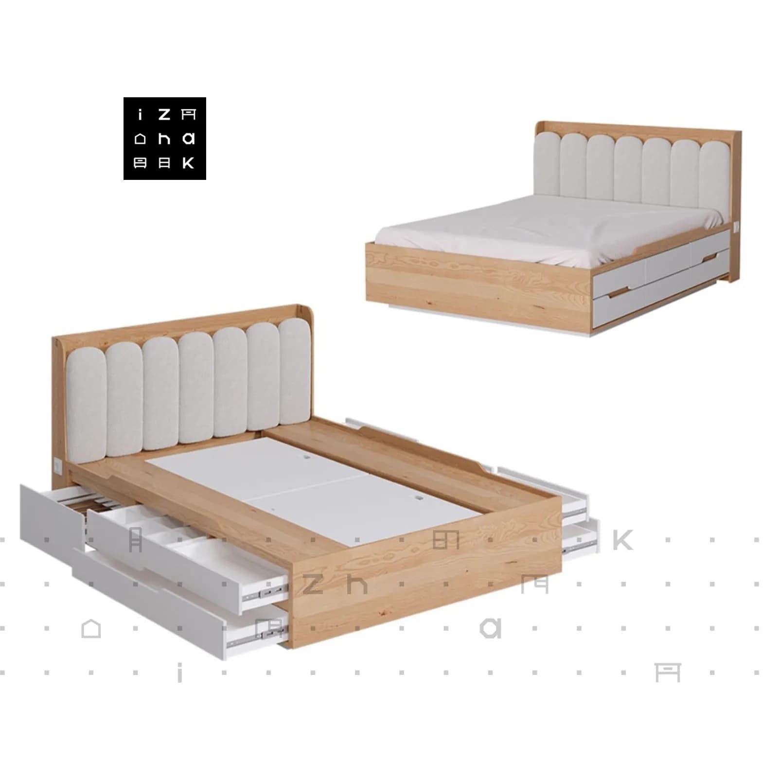 تخت خواب دو نفره ام دی اف کشو دار مدل هیوا