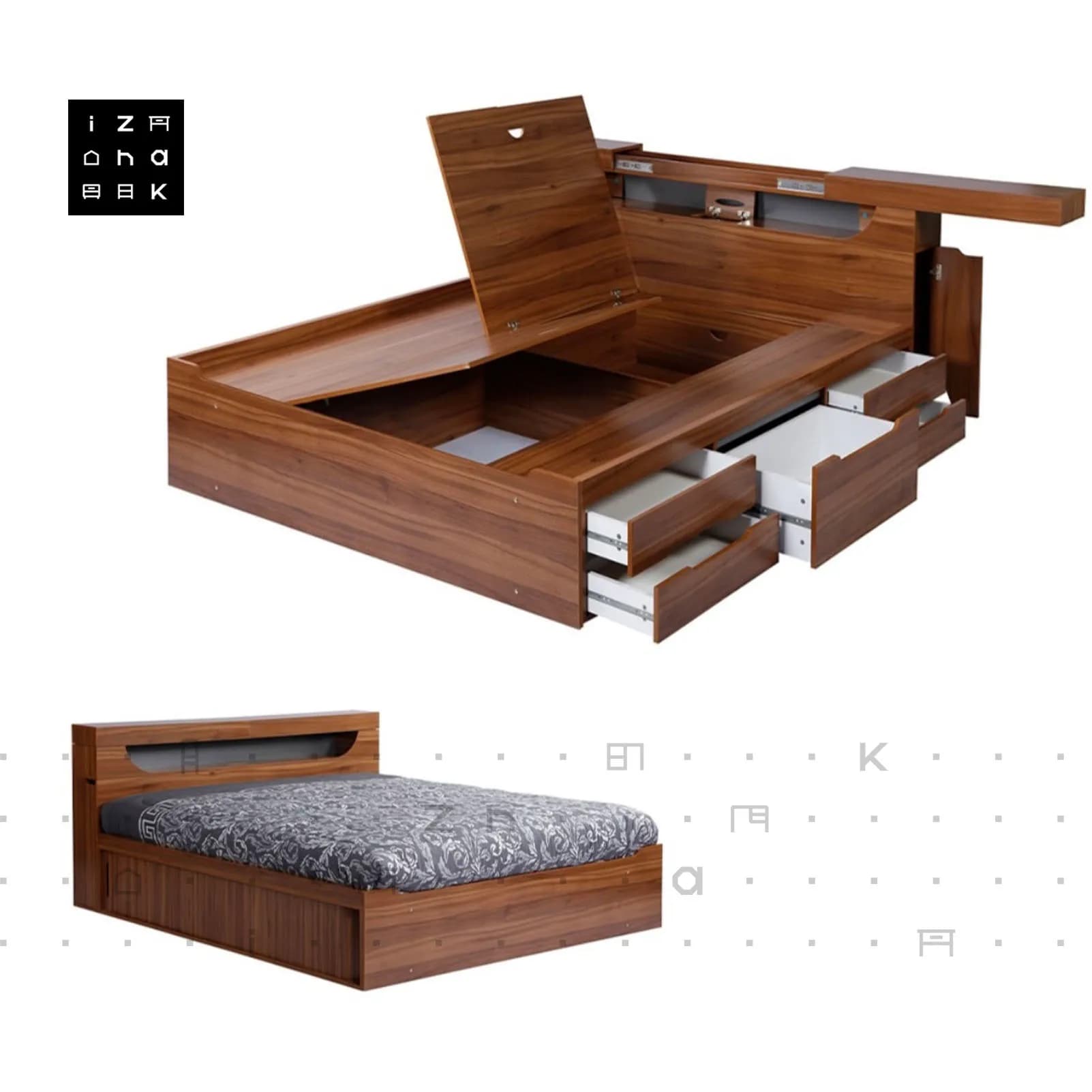 تخت خواب دو نفره ام دی اف کشو دار مدل نوردیک