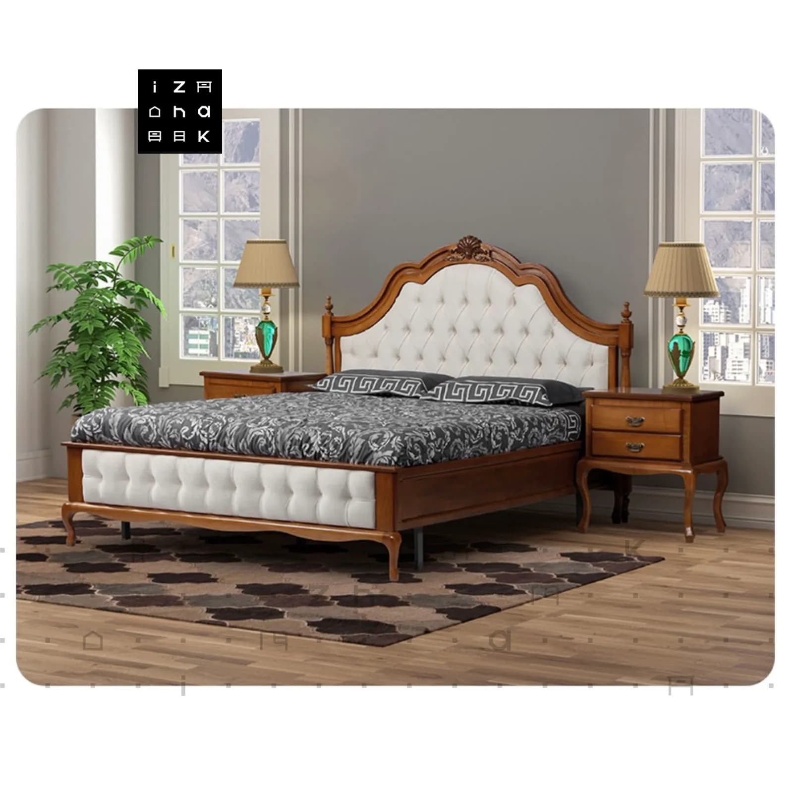 تخت خواب دو نفره کلاسیک فرانسوی مدل یاسان