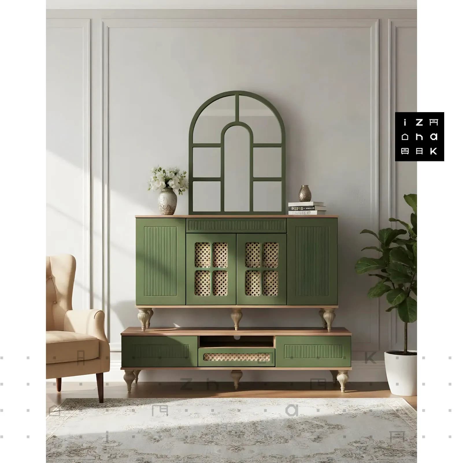 ست آینه و کنسول و میز تیوی نئوکلاسیک مدل صحرا