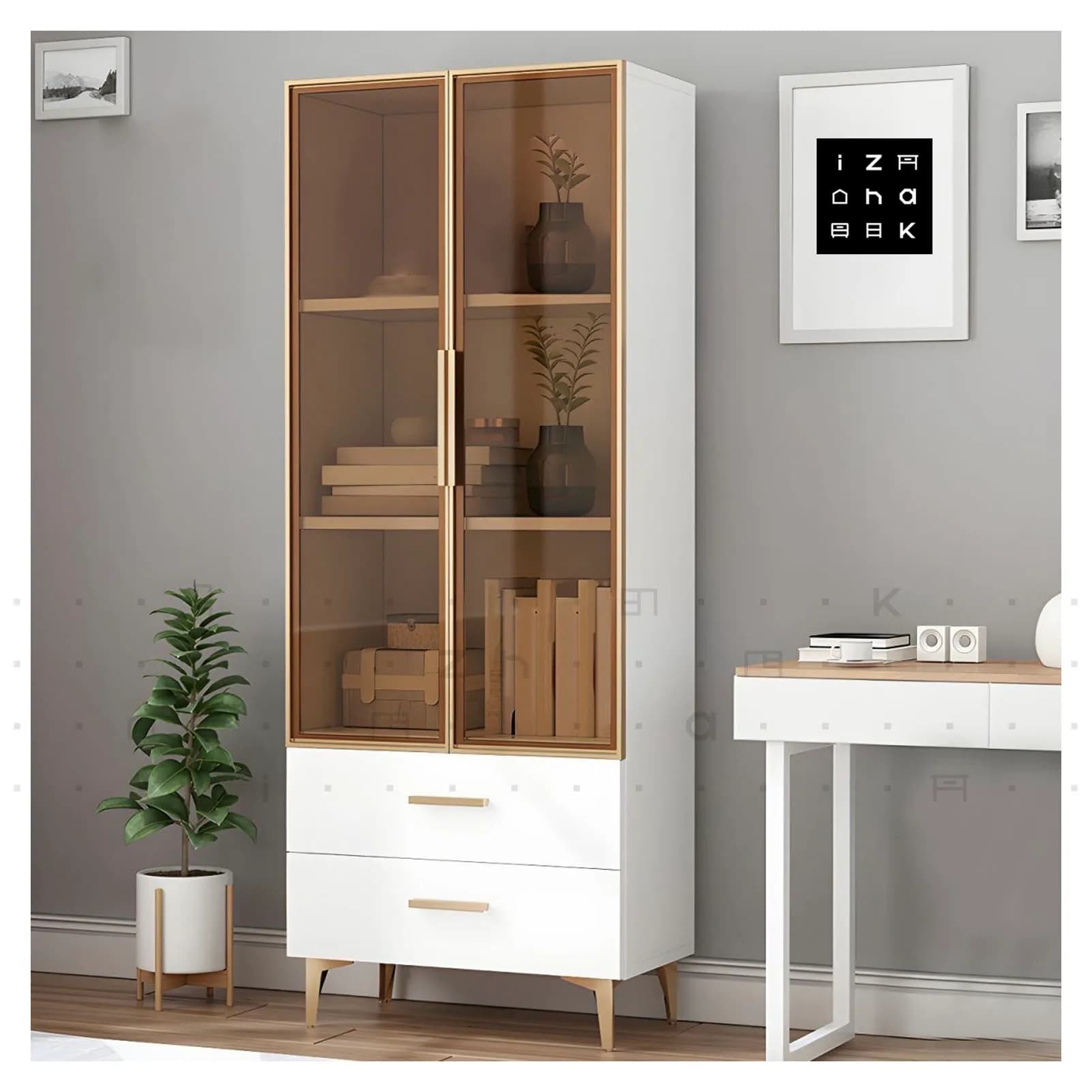 کتابخانه مدرن با درب دکوفیس مدل اسرا