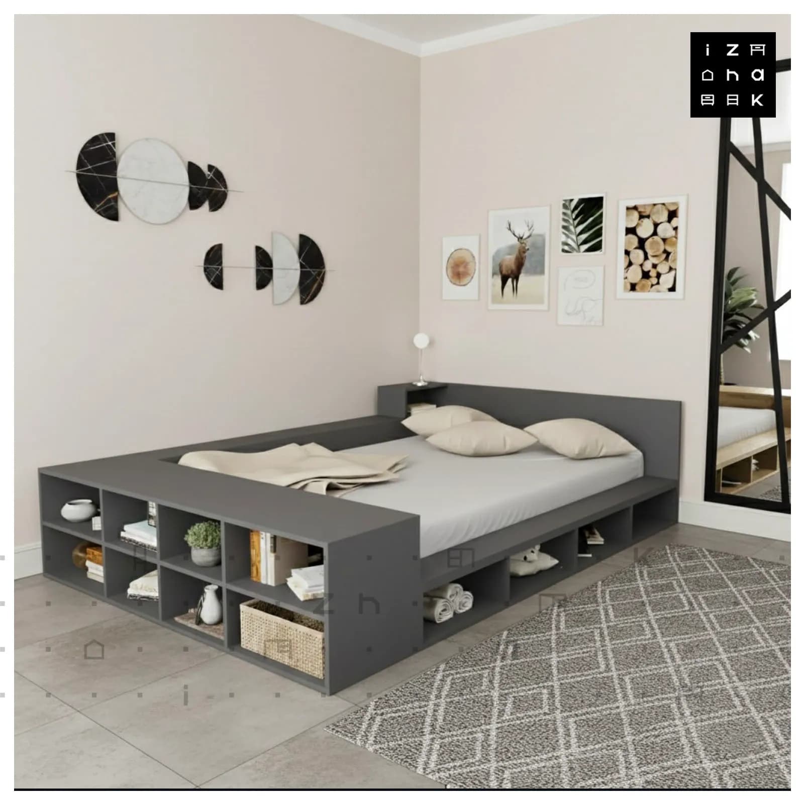 تخت خواب یکنفره کتابخانه دار ام دی اف مدل رابین