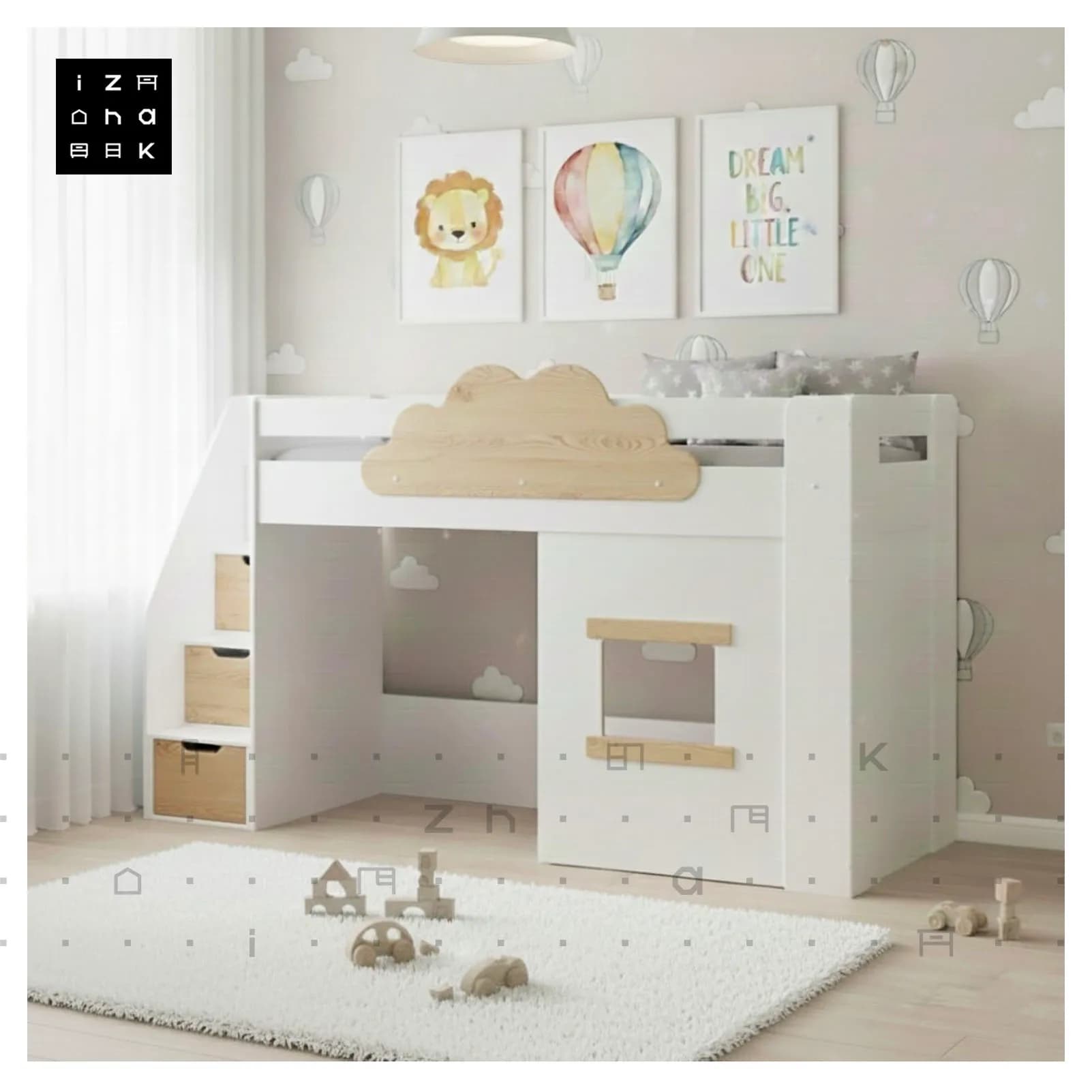 تخت خواب یک نفره با فضای بازی فانتزی ام دی اف مدل دیانا